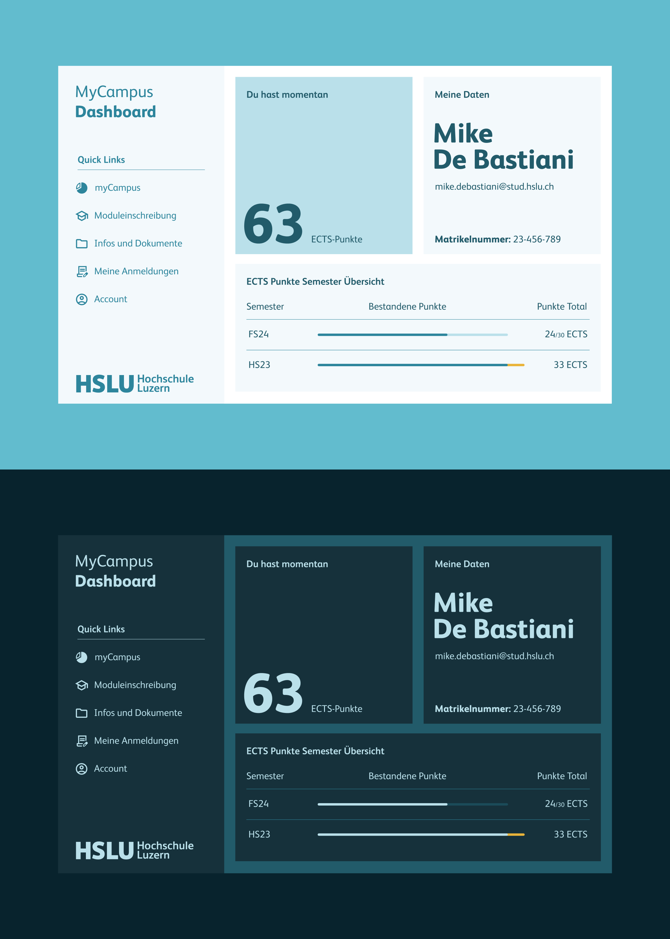 Light- and Darkmode of the UI
