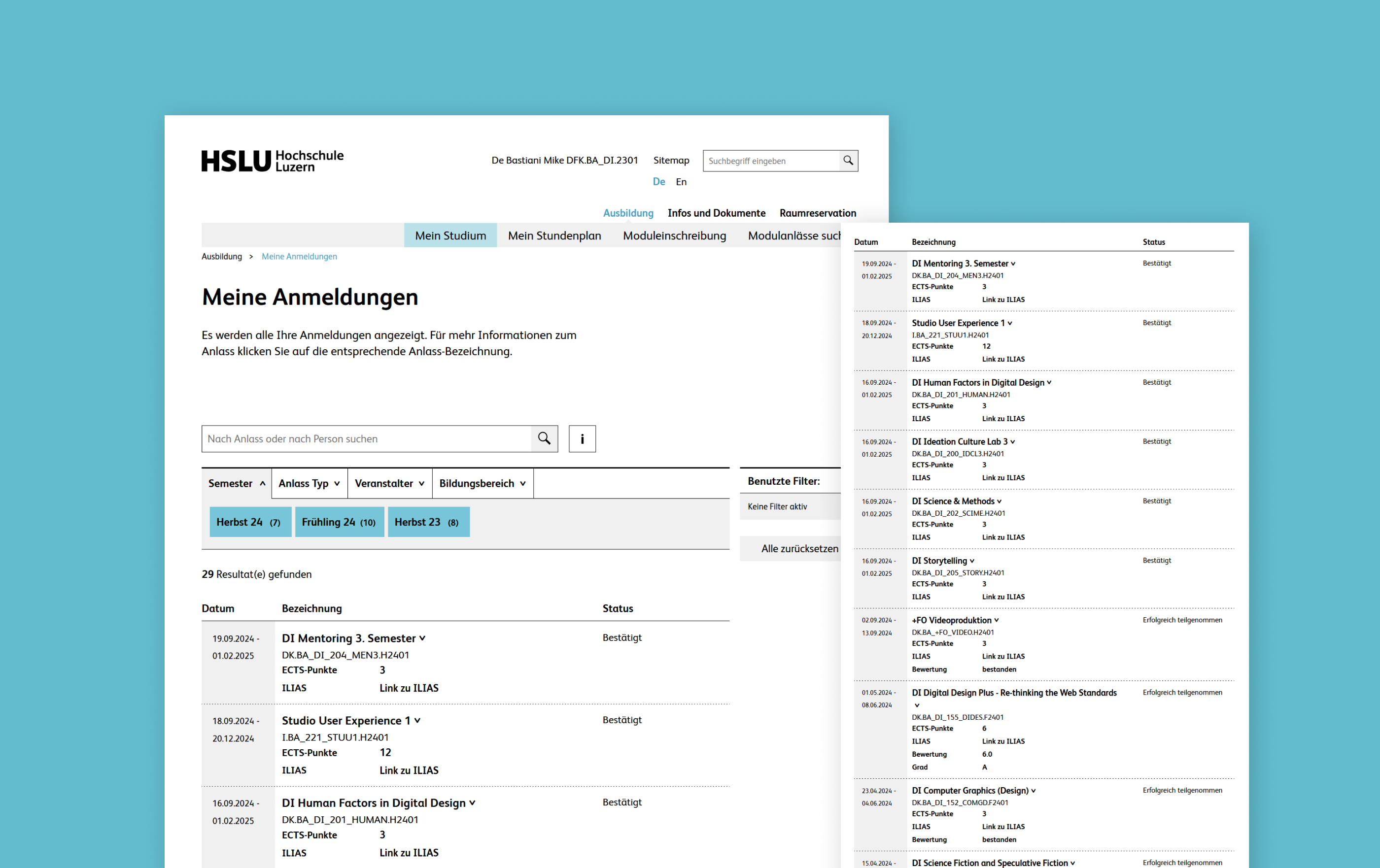 Screenshot of myCampus UI