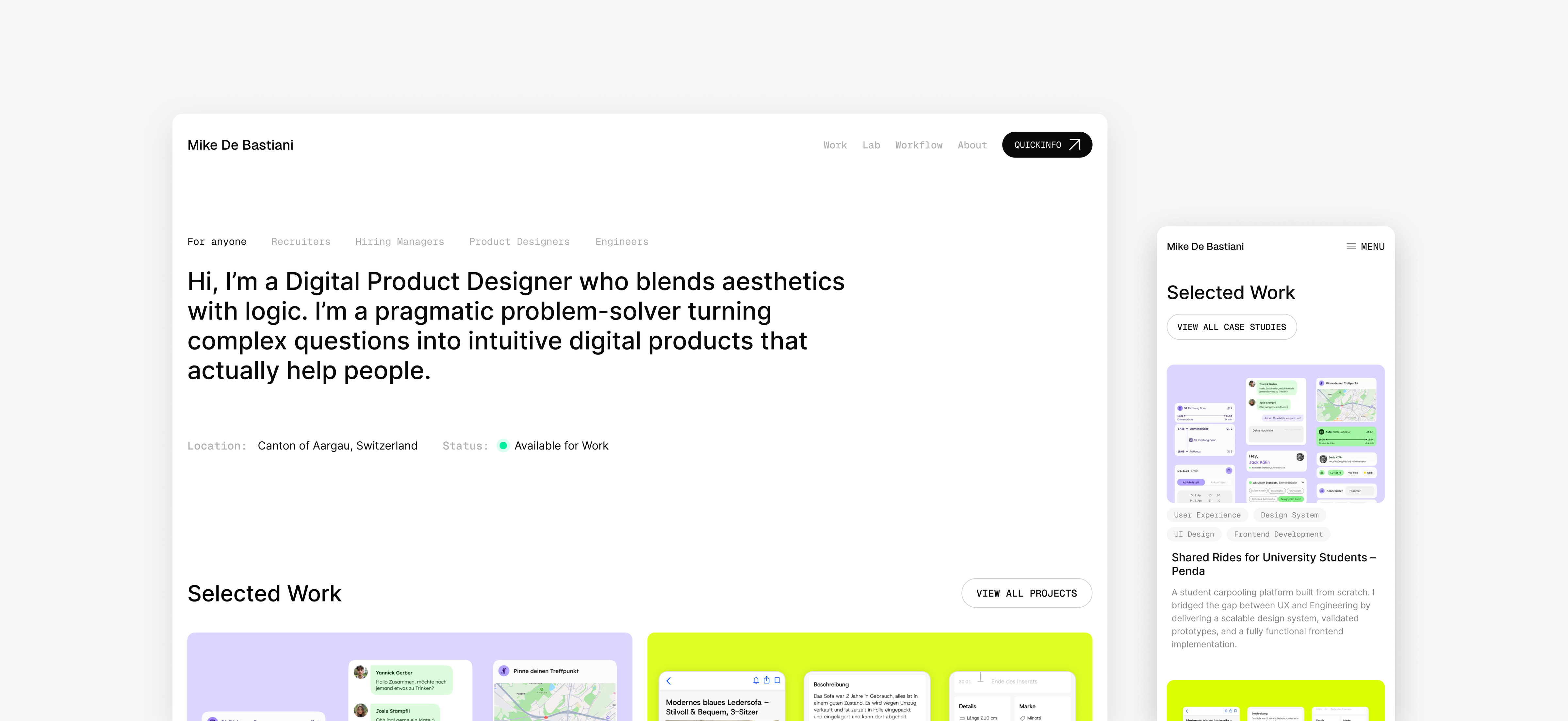Portfolio on Desktop and Mobile Screenshots