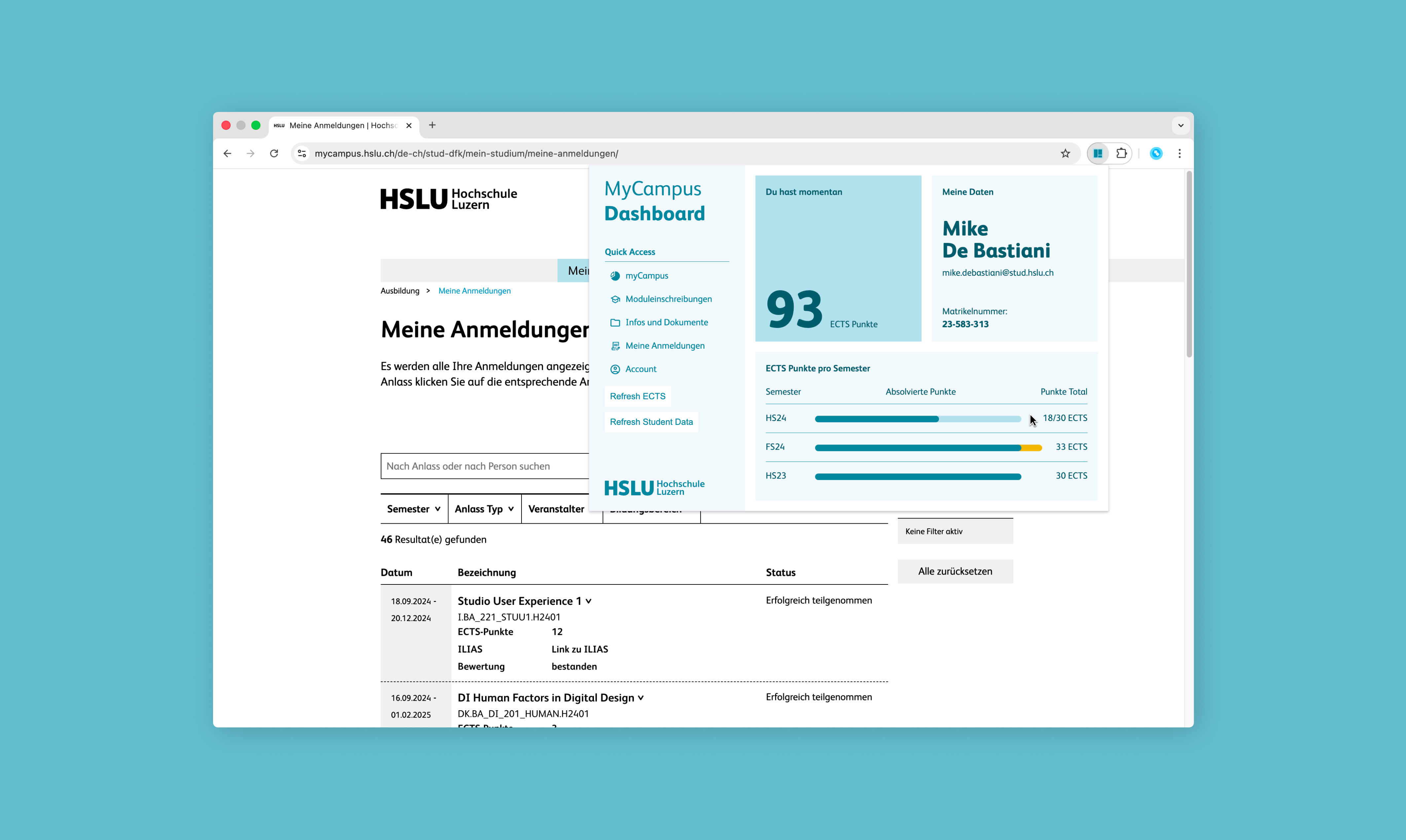 Final Browser Extension used in myCampus
