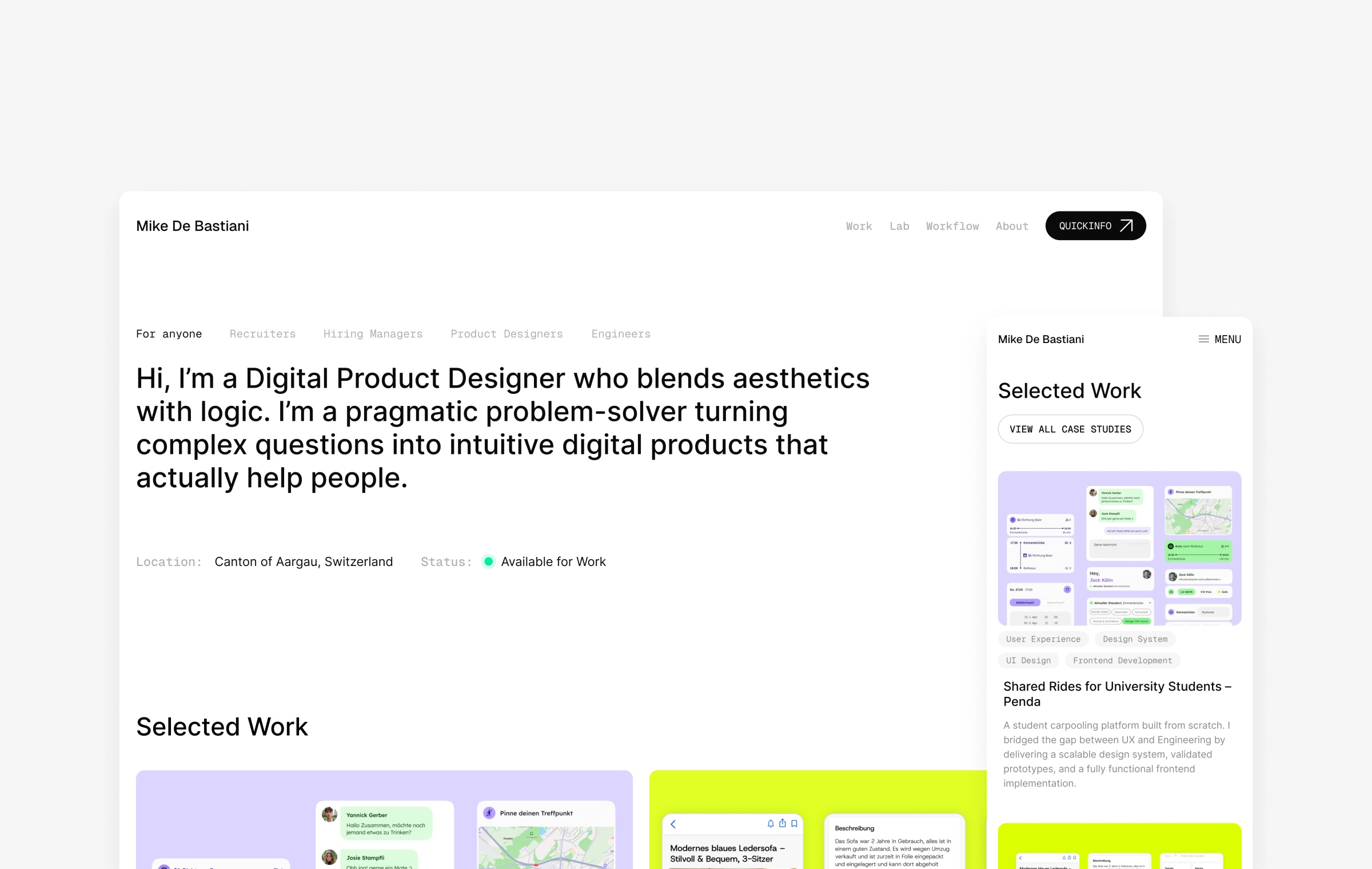 Portfolio on Desktop and Mobile Screenshots