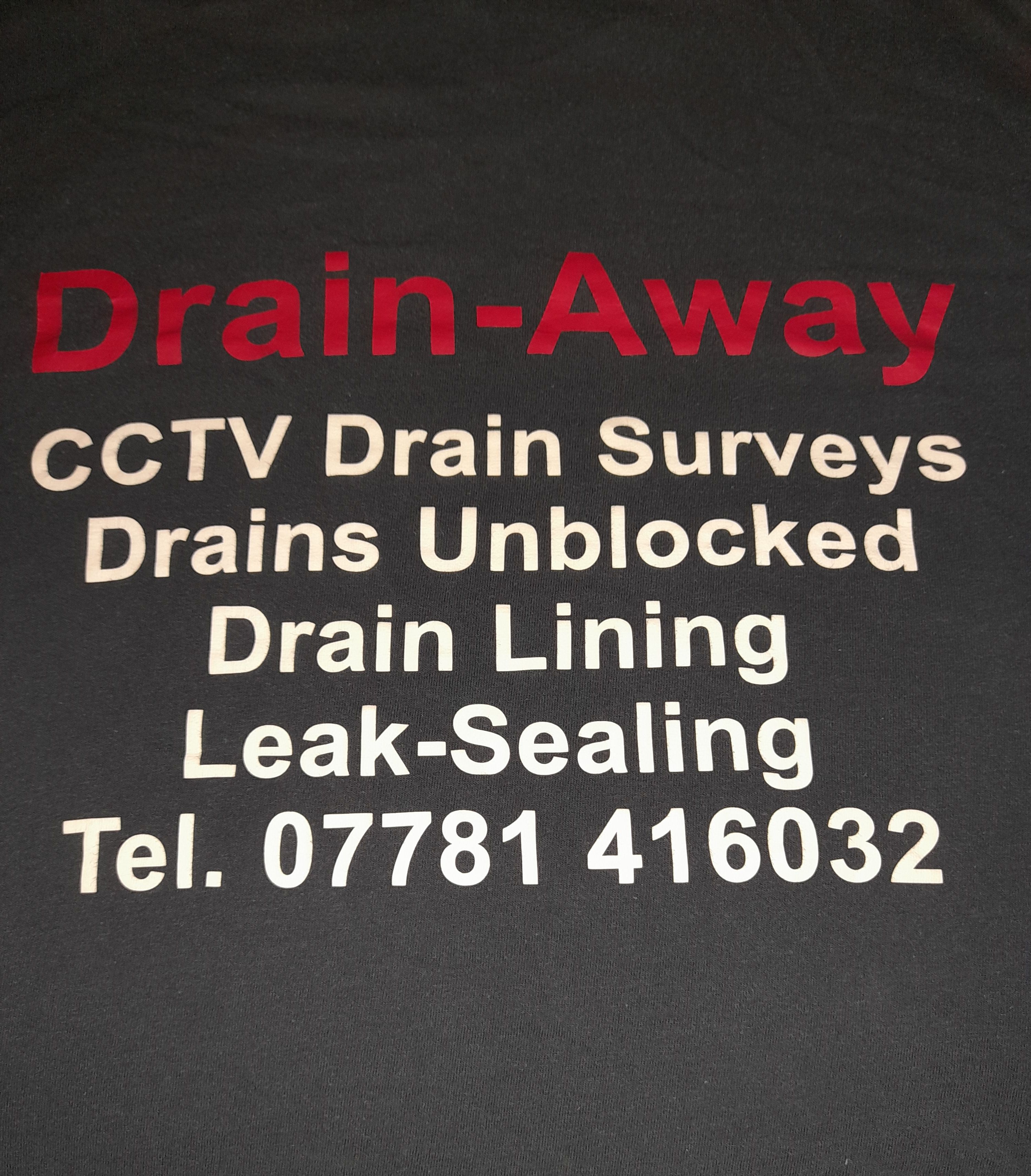 Drain away logo and phone number