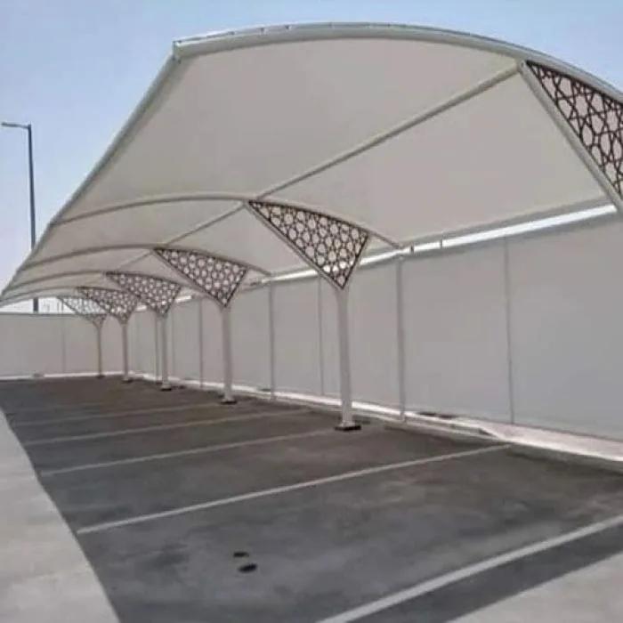 مظلات سيارات مقوسة مع تغطية بتصميم إسلامي ليزر في جدة
