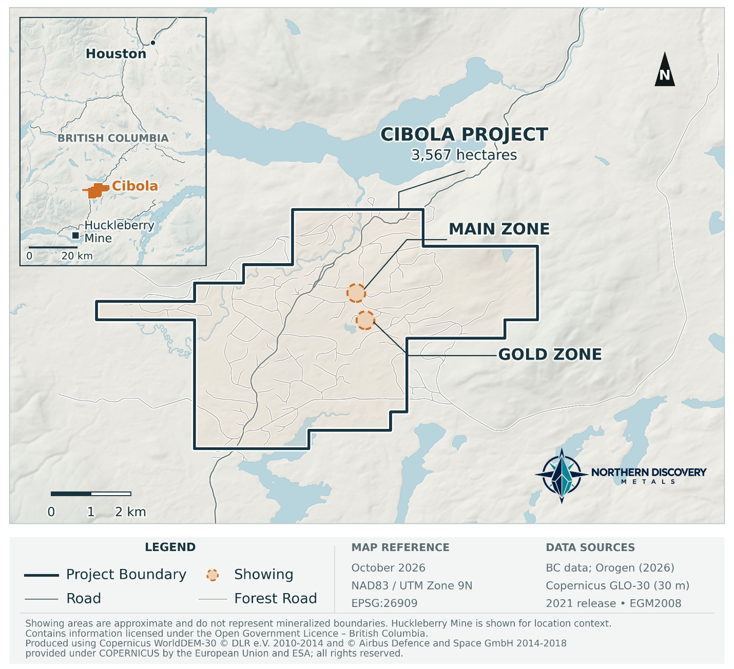 Cibola Project location and claim boundary map