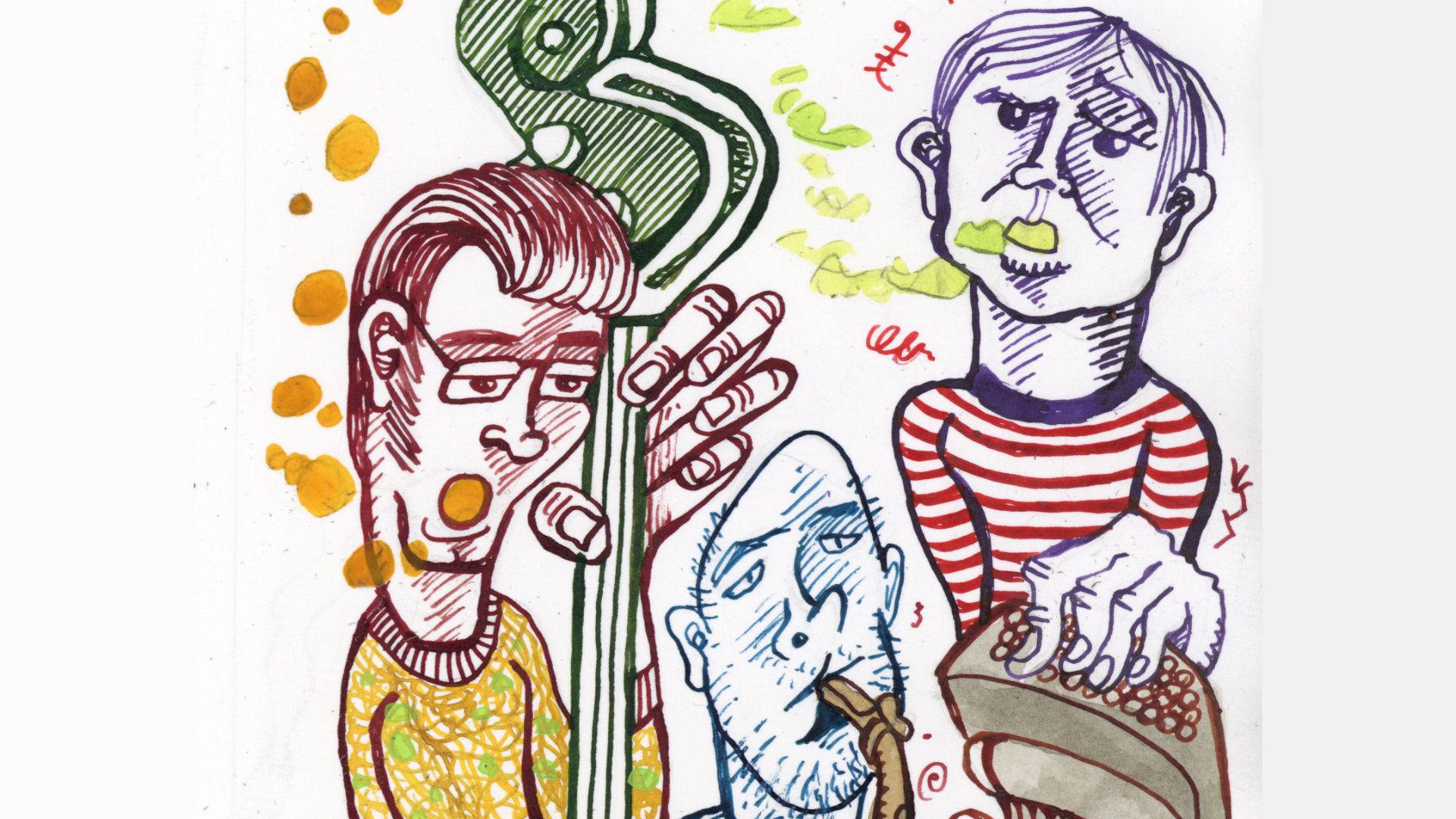 Jokkeinspirert illustrasjon av bandet POING