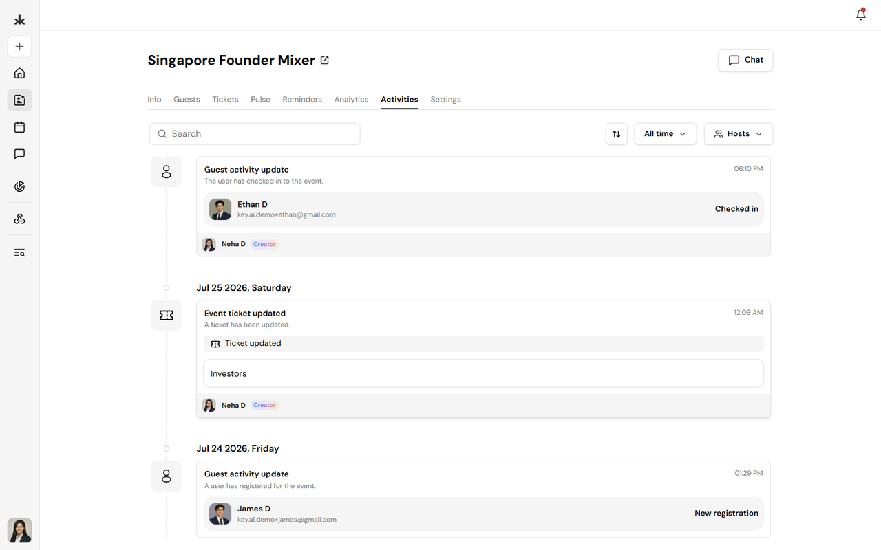 Activities tab