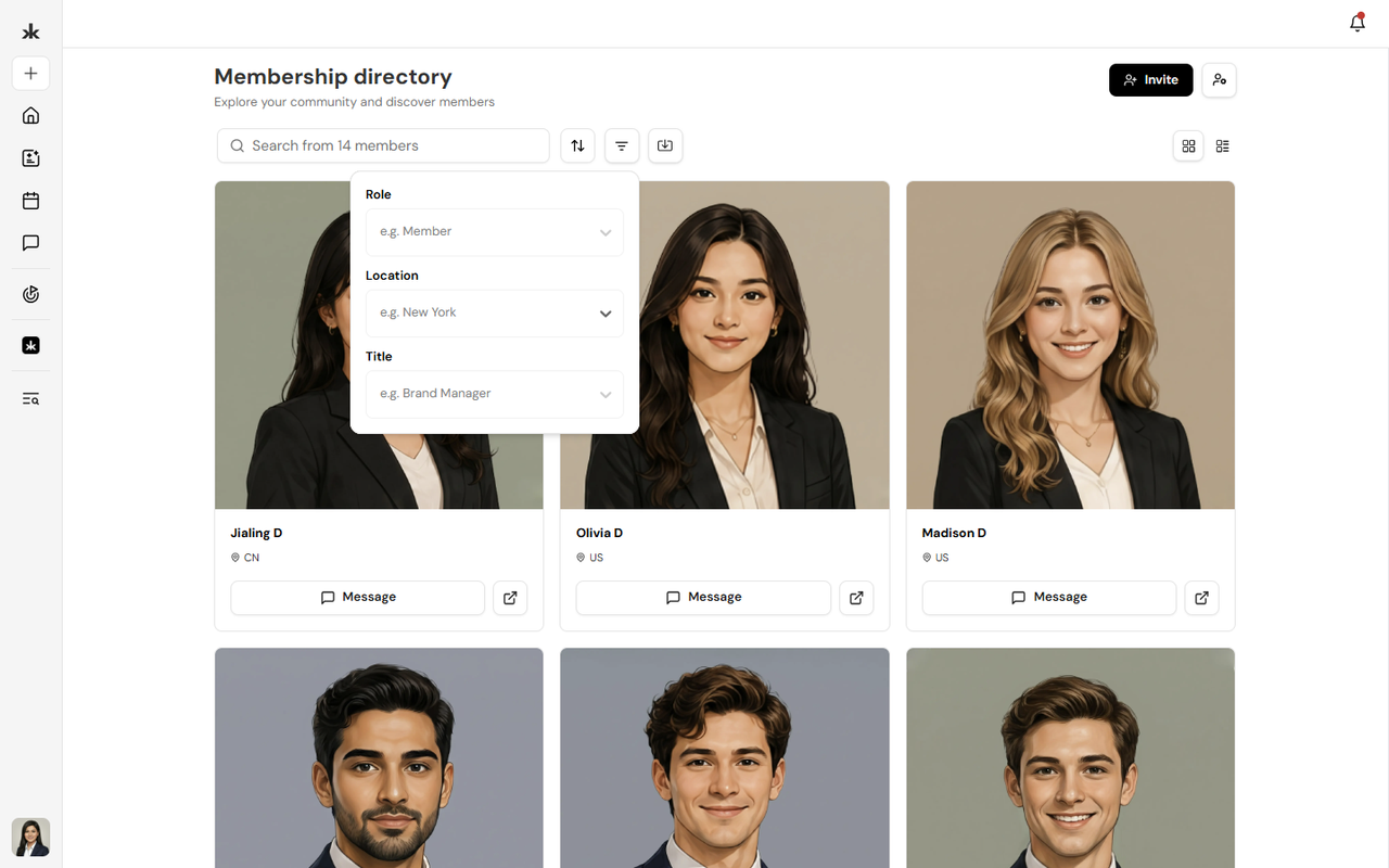 Search, filter & view options