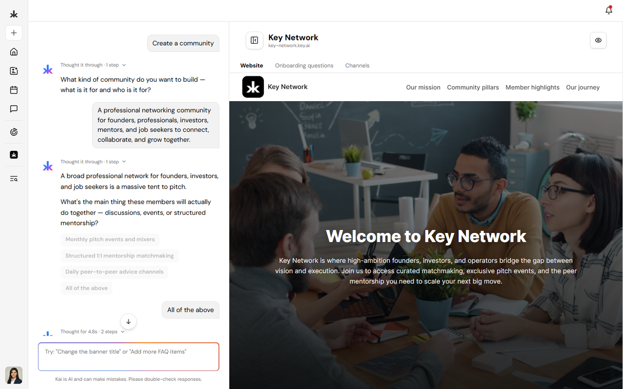 Create community with Kai
