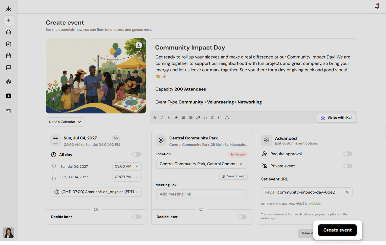 Create event