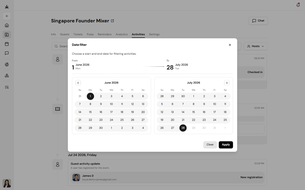 Activity timeline