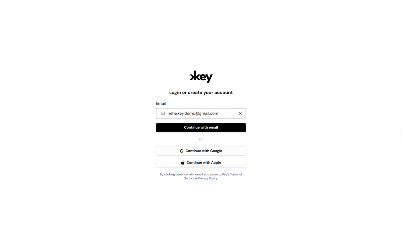 Login or create your account screen