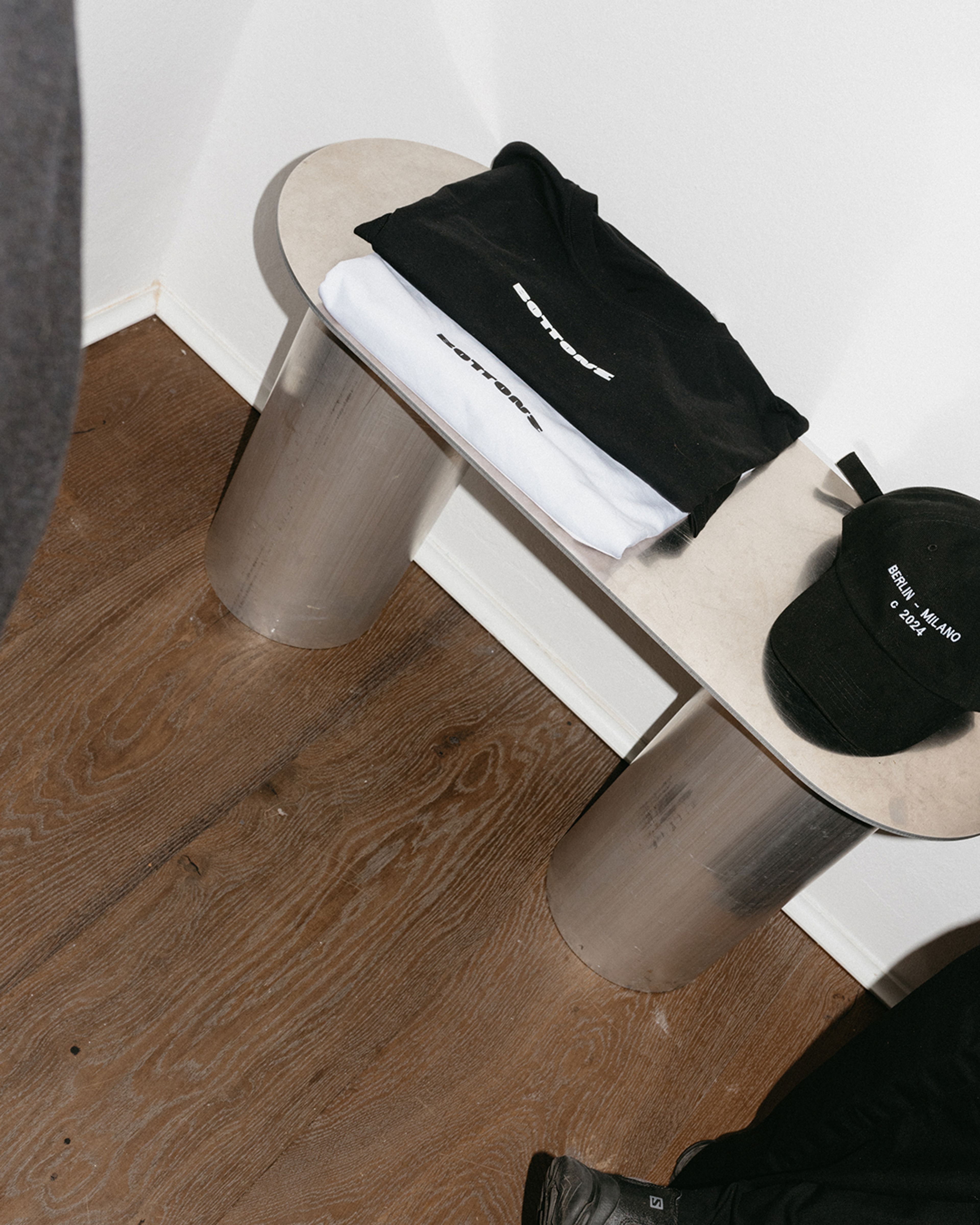 merchendise with logo typeface for furniture brand  Bottone by Seasonal Fruit