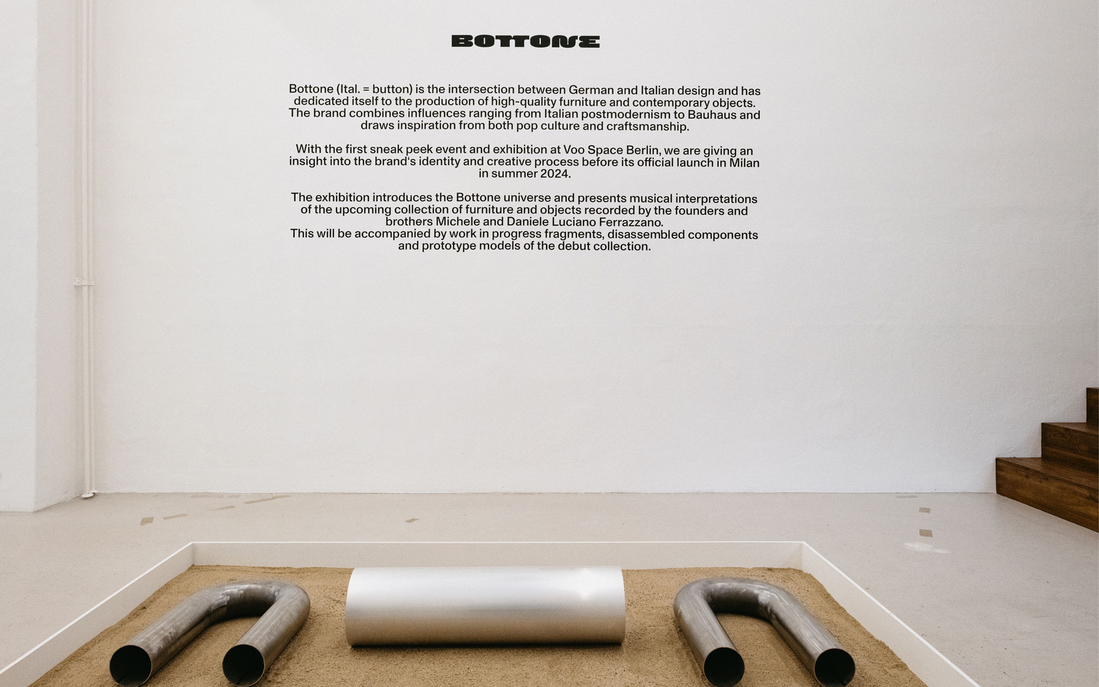 Exhibition text and logo for opening at Voo Store in Berlin designed by Seasonal Fruit