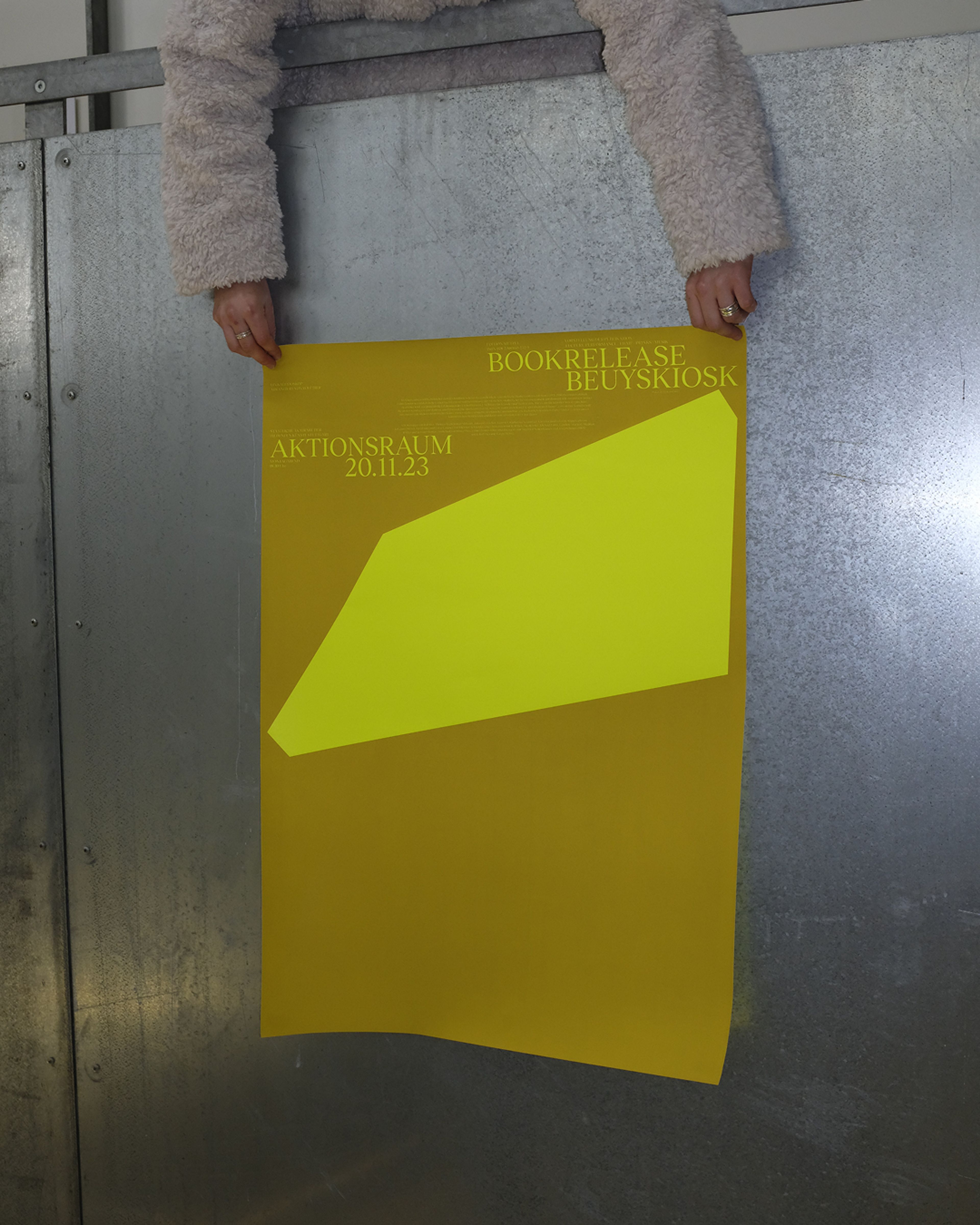 Silk screen printed oster book release Beuyskiosk designed by Seasonal Fruit
