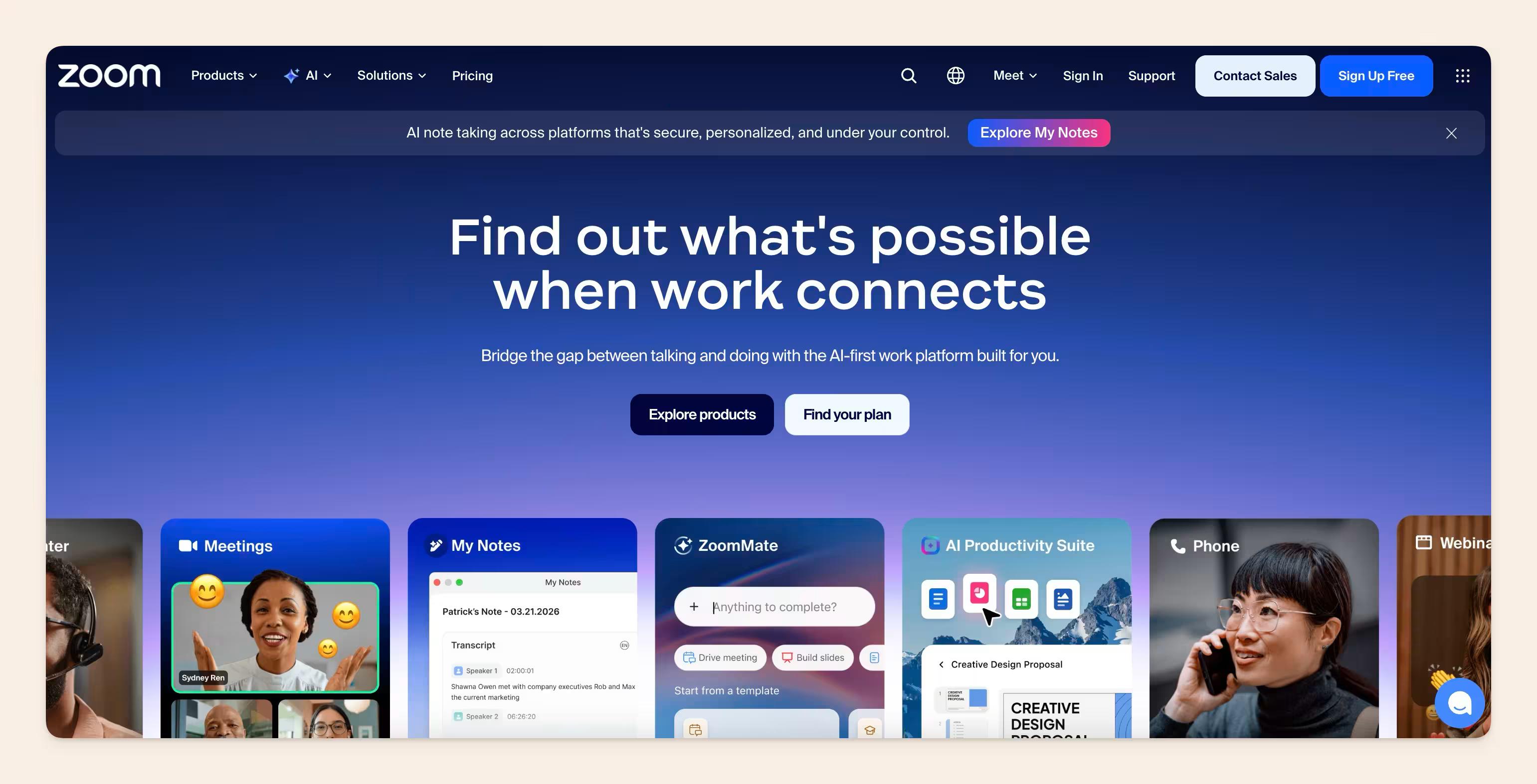 Zoom homepage