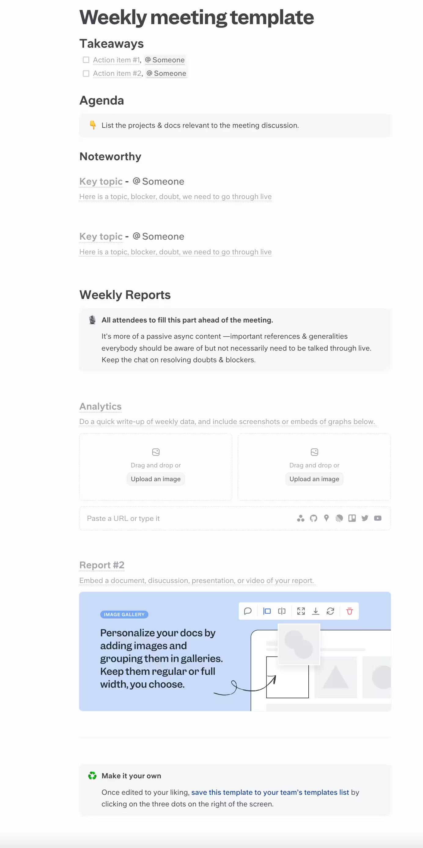 Slite meeting minutes example screenshot