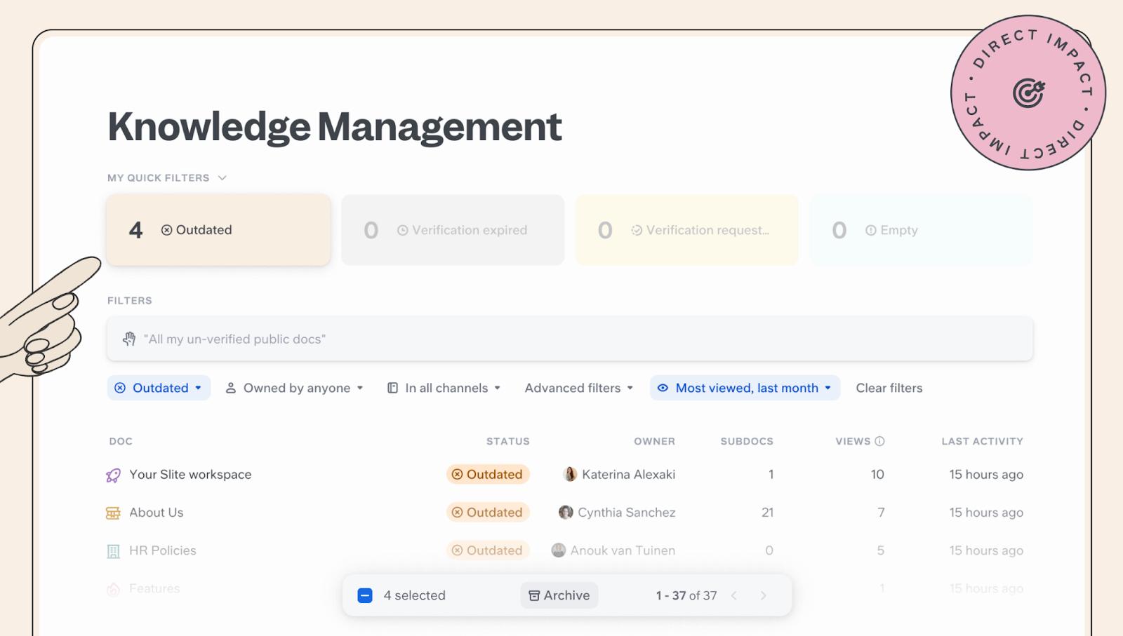 Know which docs to refresh with our dashboard