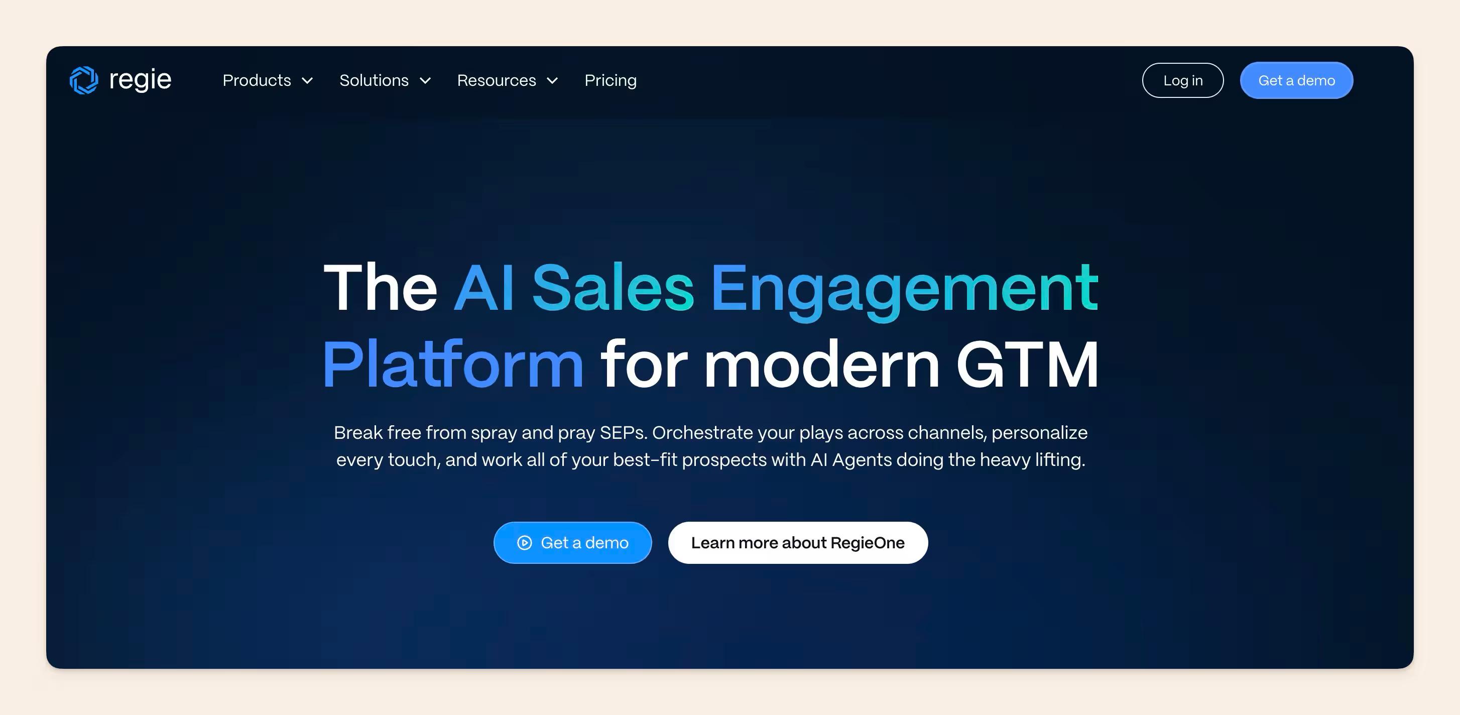 Regie.ai homepage screenshot