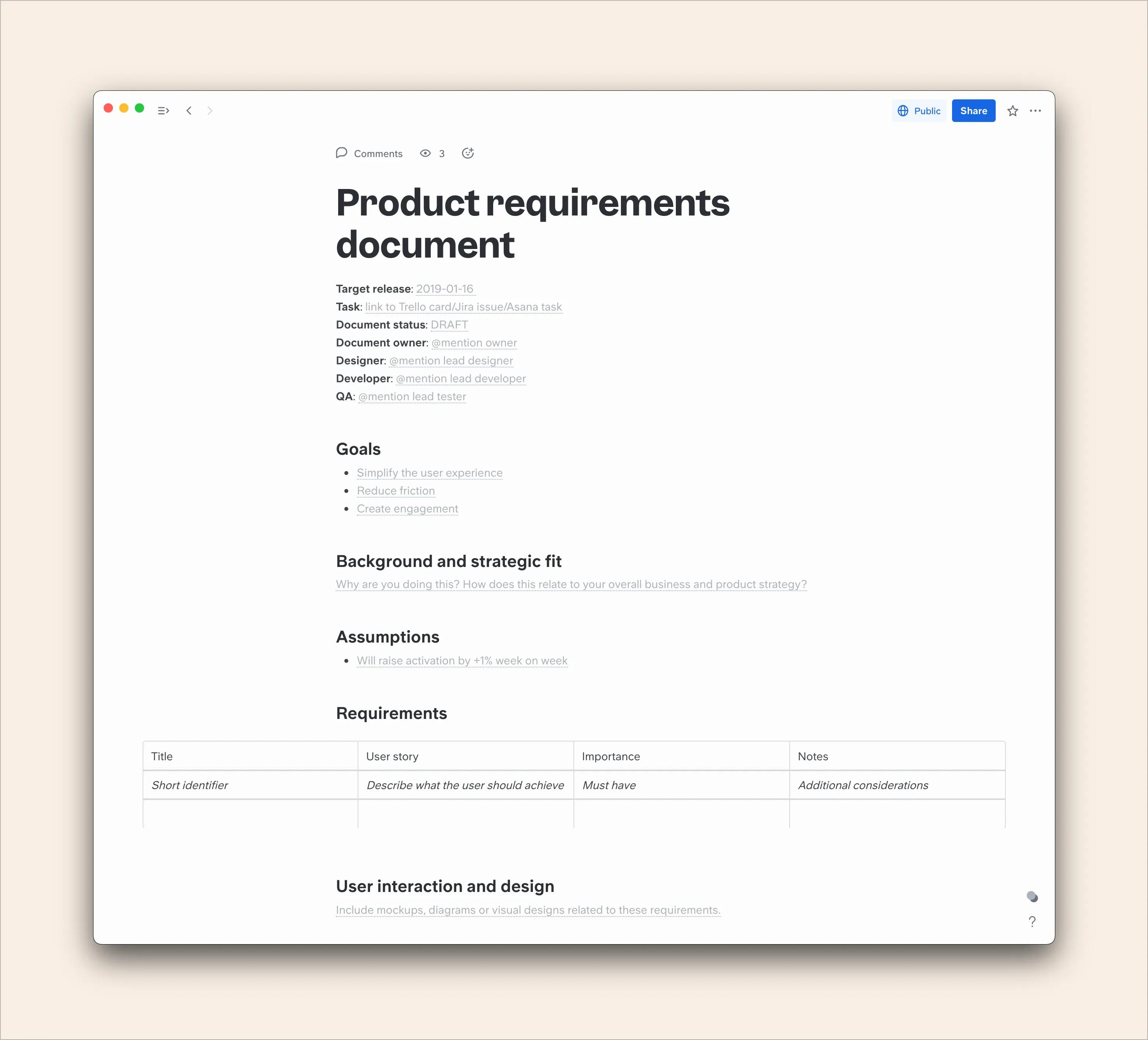 Product requirements document