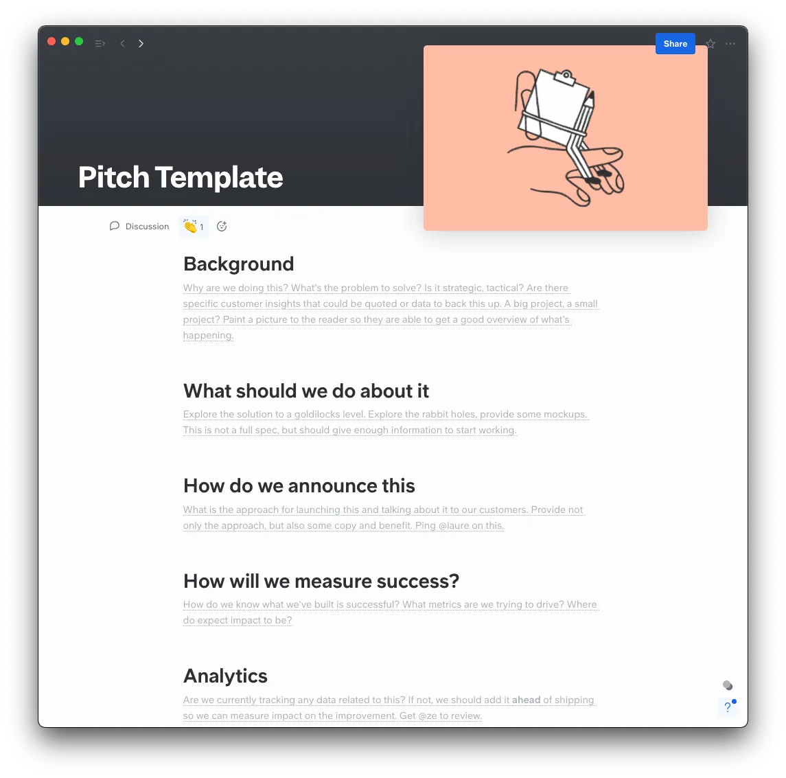 template of a product pitch