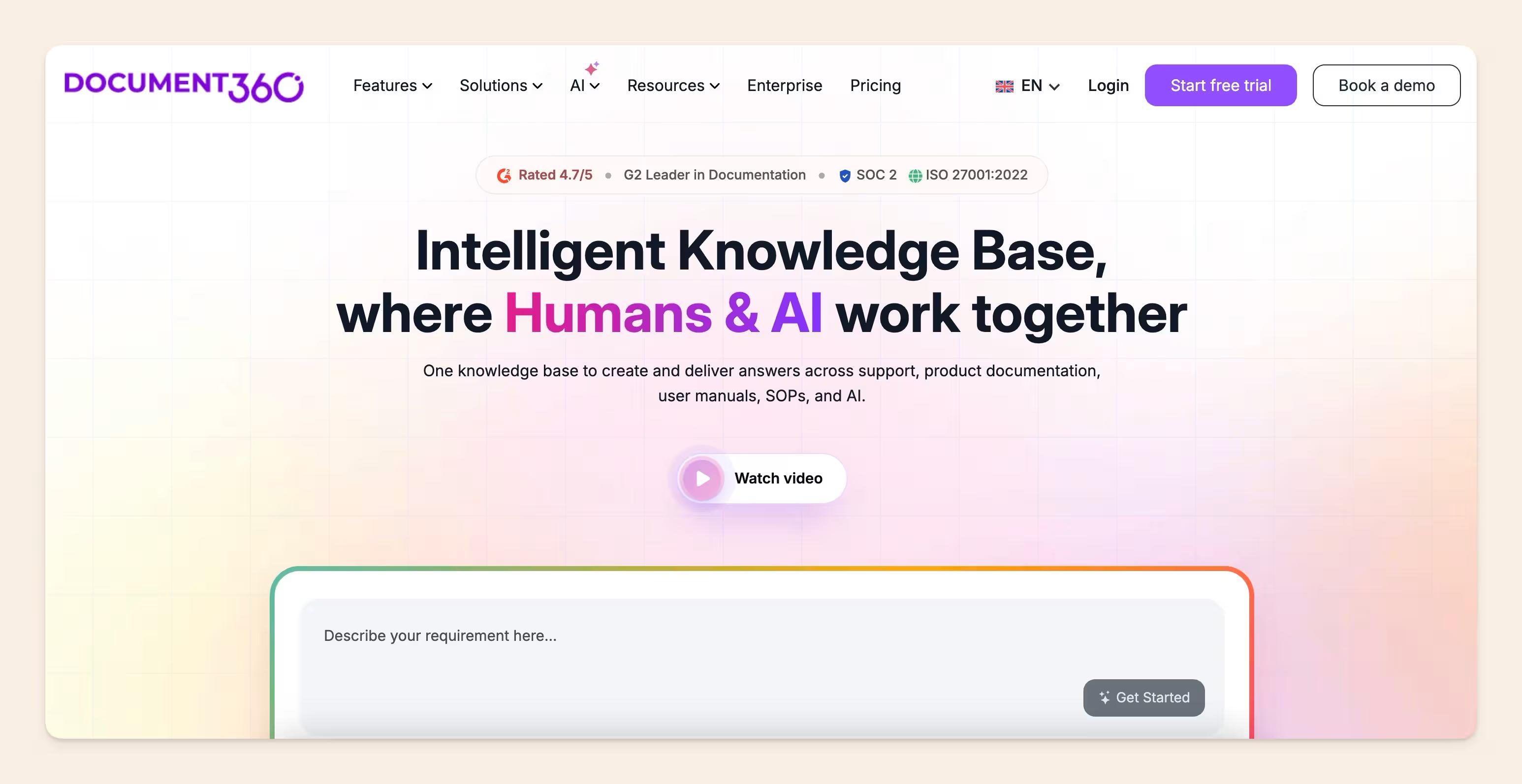 Document360 homepage