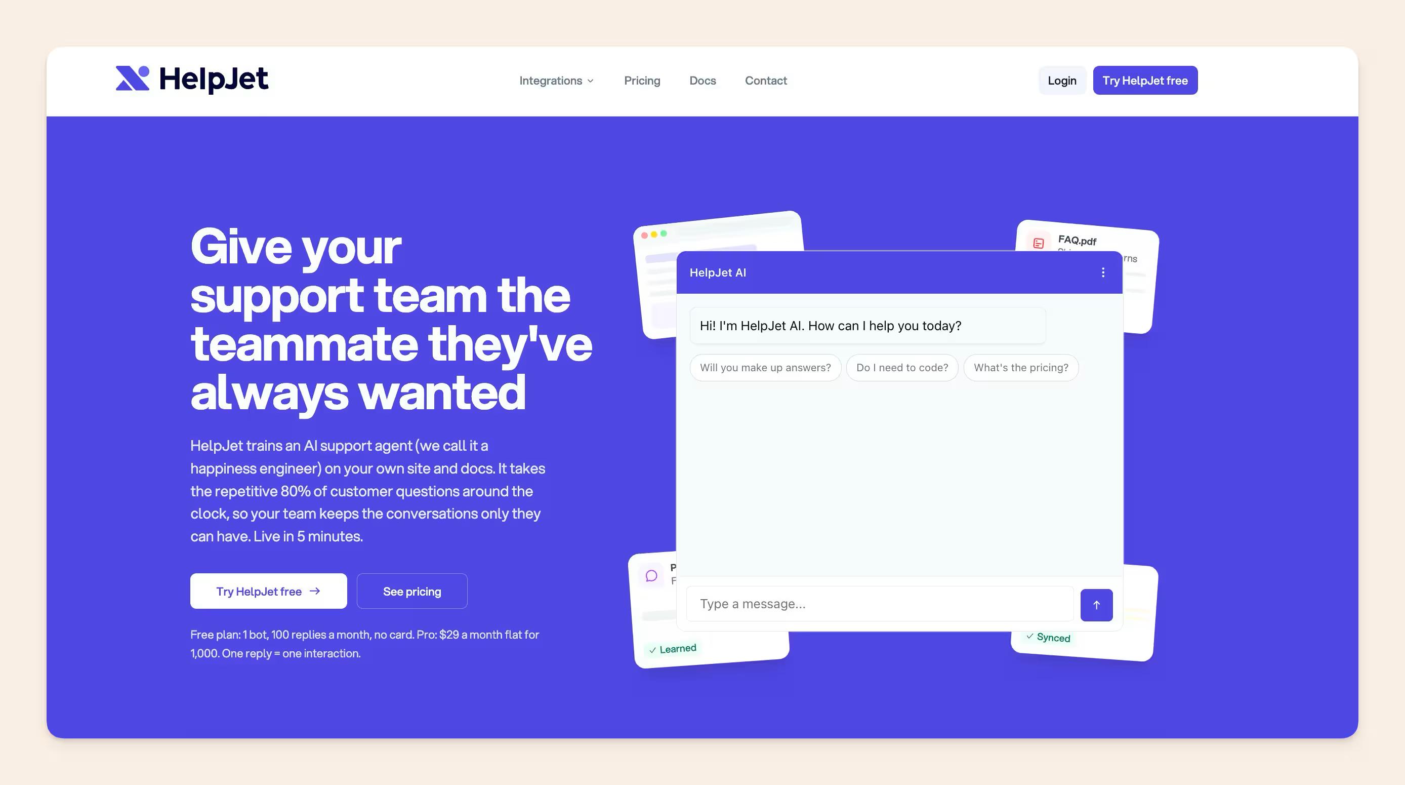 Helpjet homepage screenshot