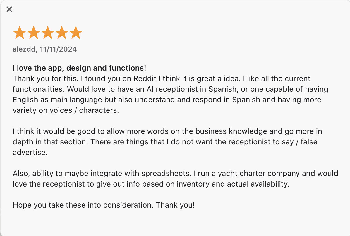 Allô’s review on the App Store