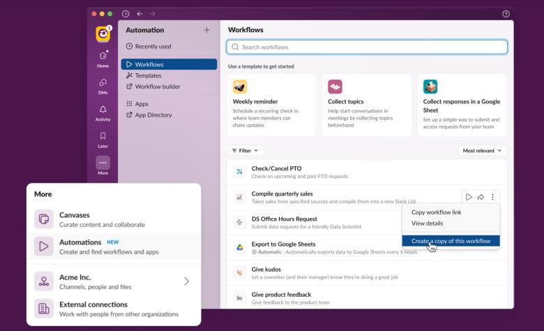 Types of workflows you can use in Slack AI