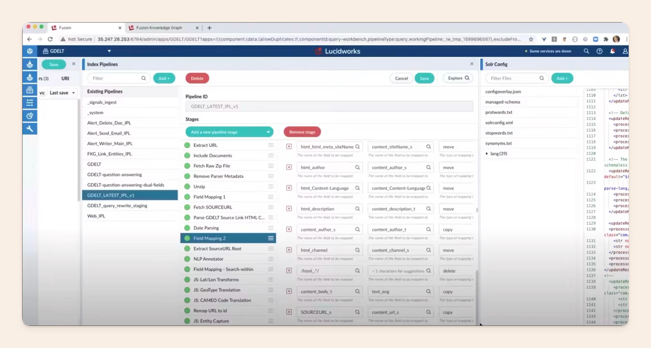 Lucidworks Fusion UI screenshot