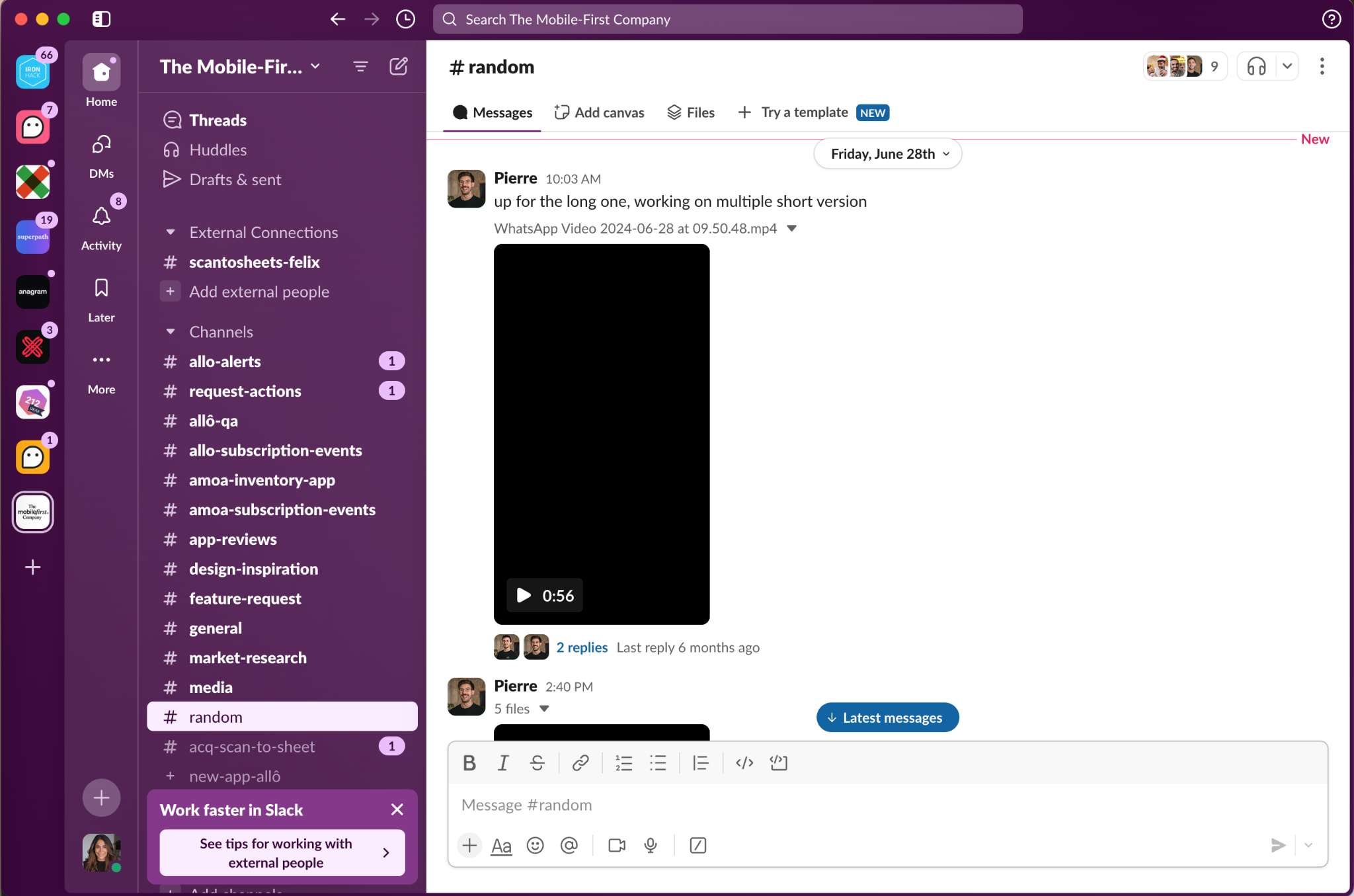 Cómo se ven los espacios de trabajo de Slack