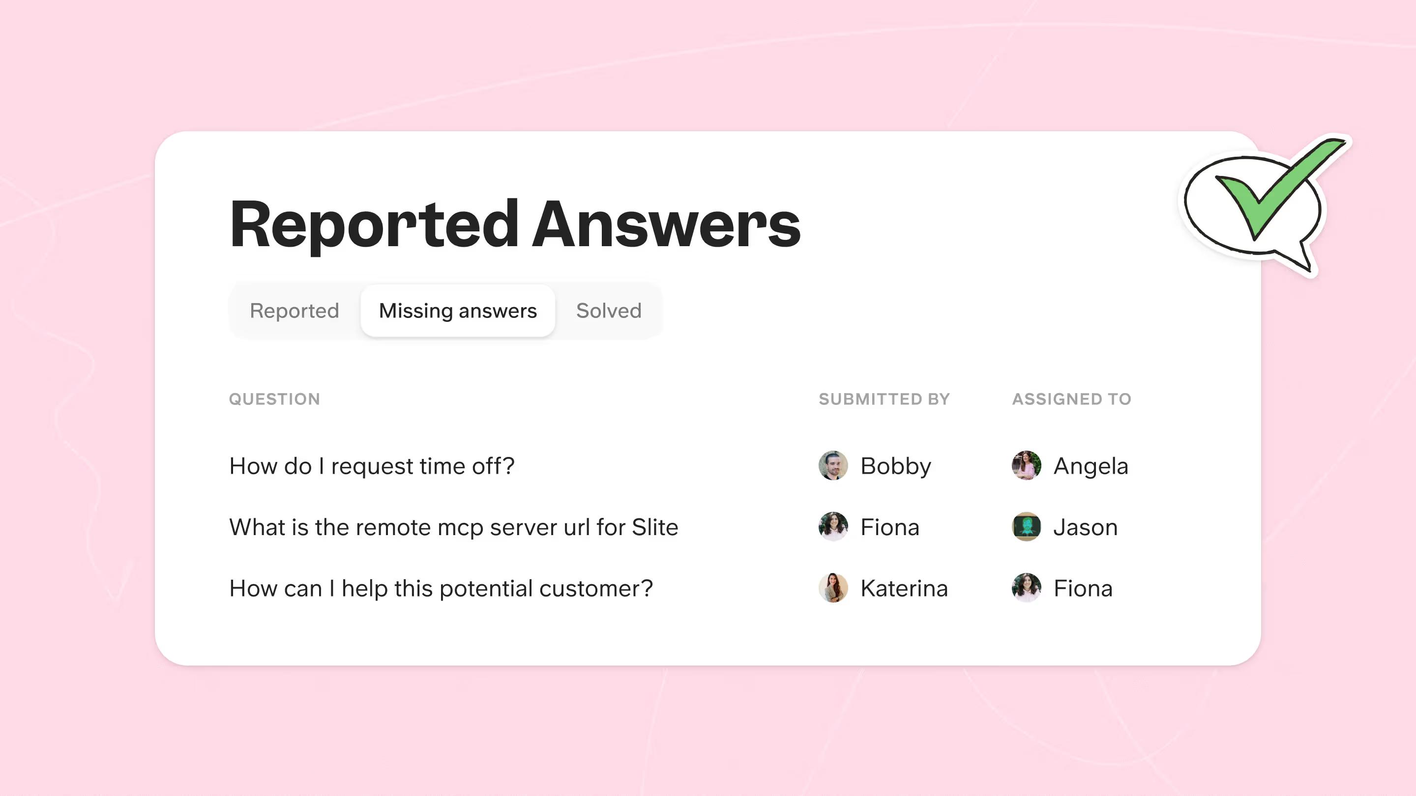 Reported answers in Ask Insights Slite