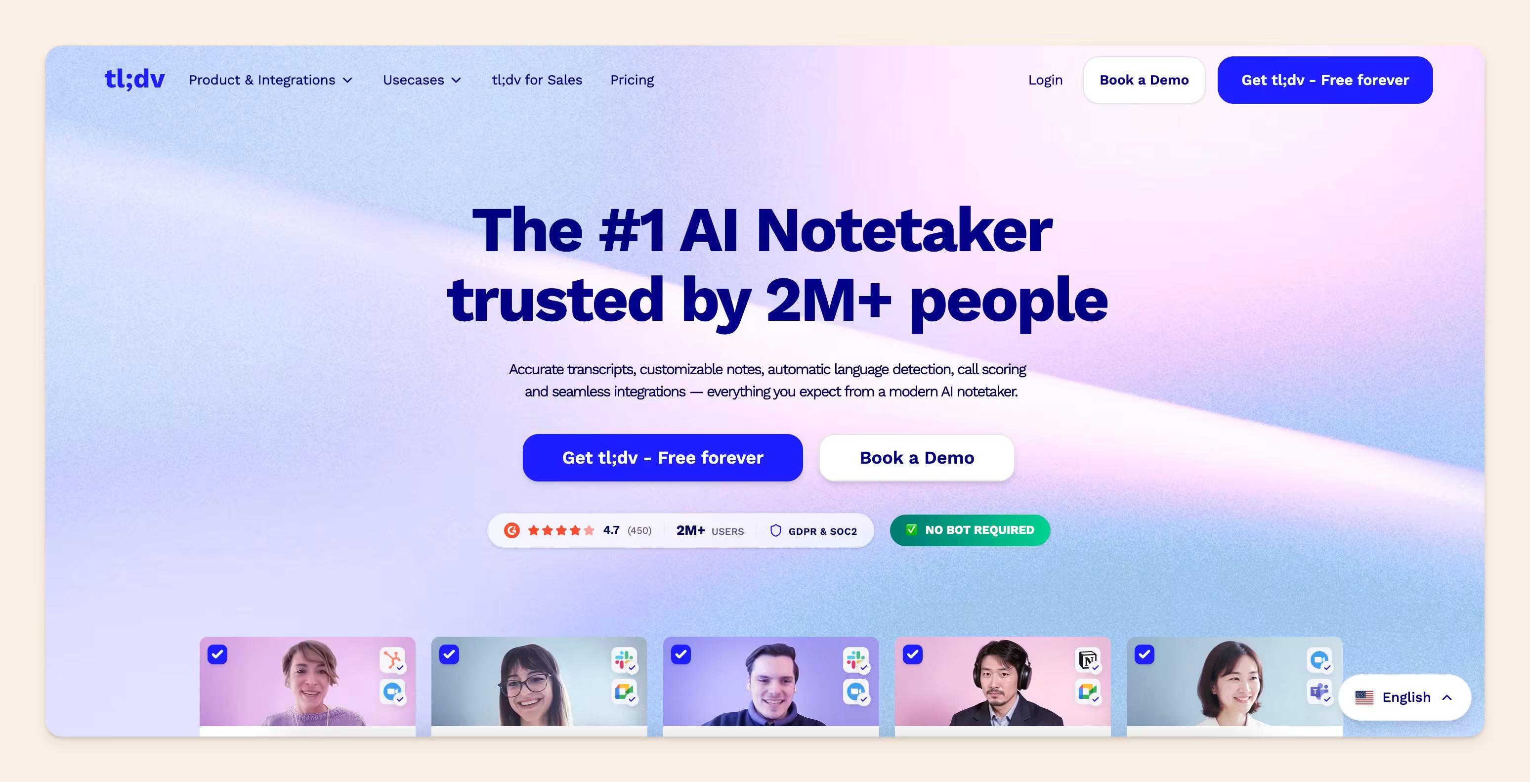 TL;DV homepage