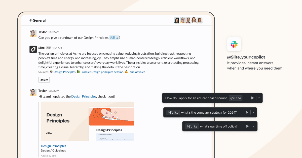 Obtenga respuestas de Slite, directamente en Slack