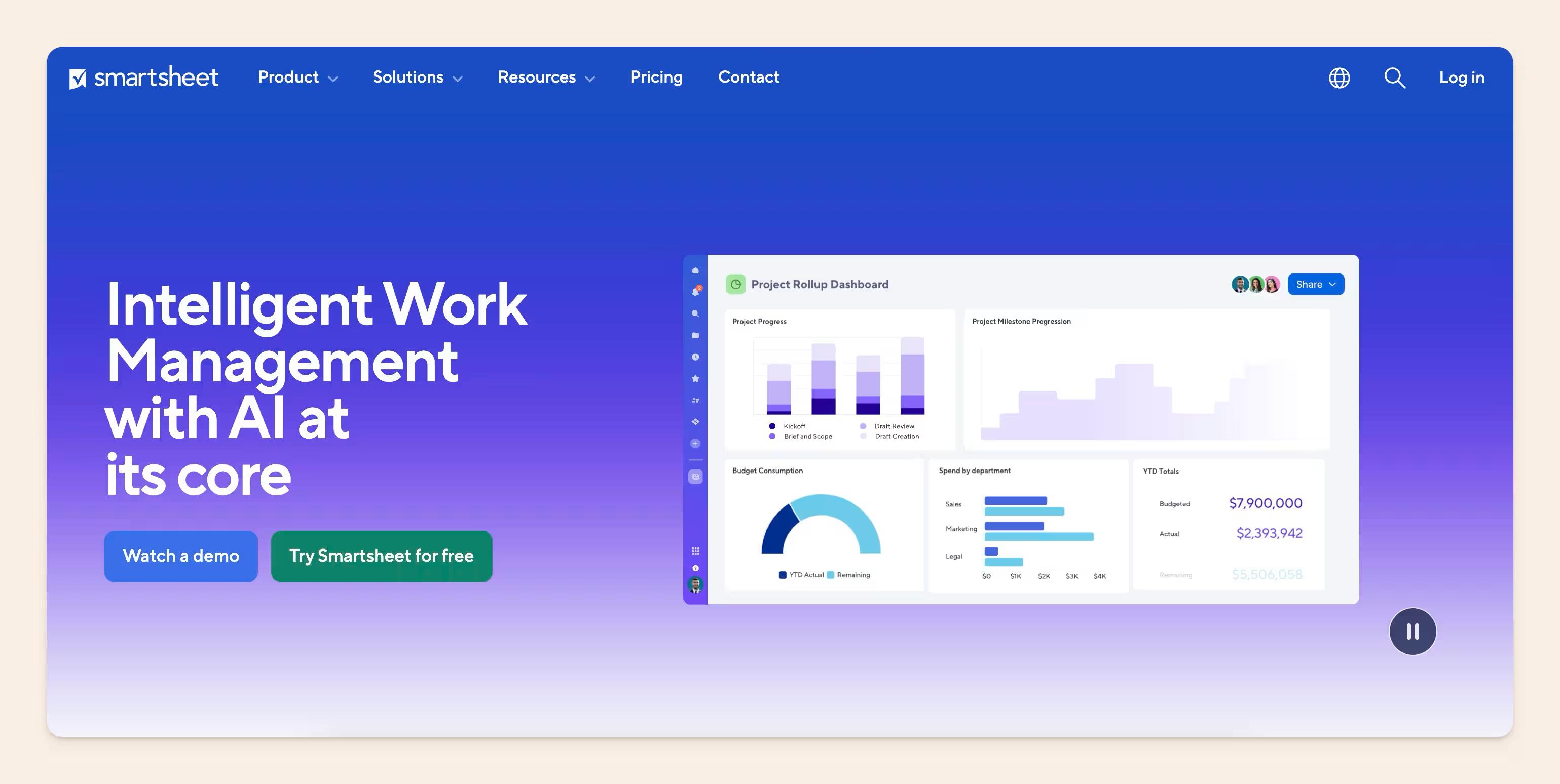 Smartsheet homepage screenshot