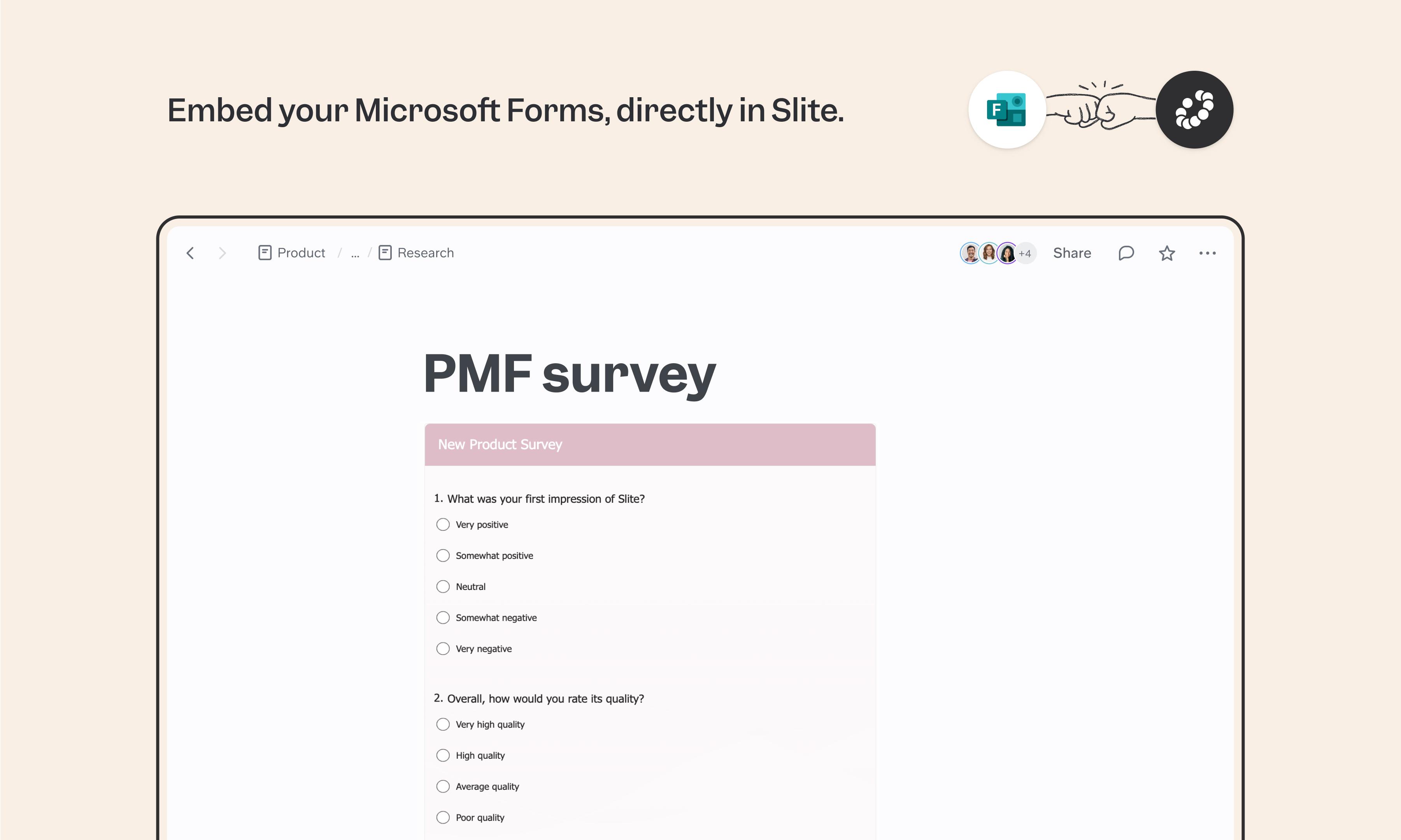 Microsoft Forms integration screenshot