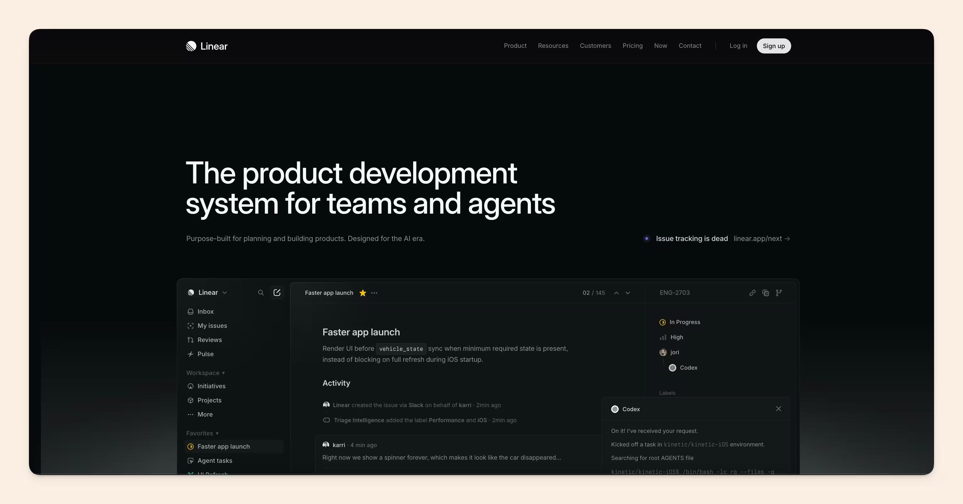 Linear homepage screenshot