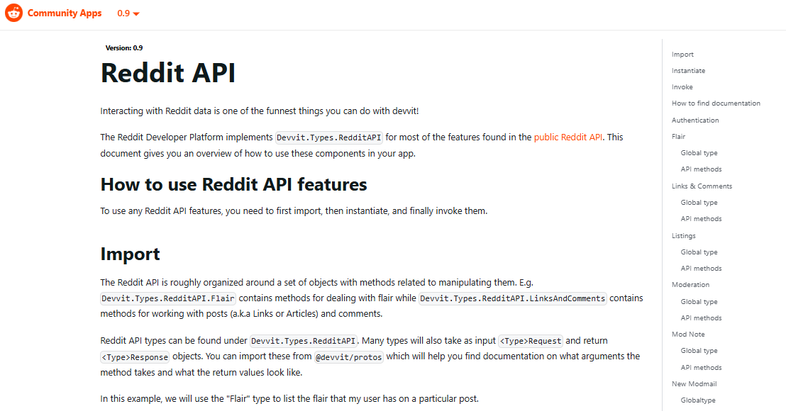 Reddit's API documentation