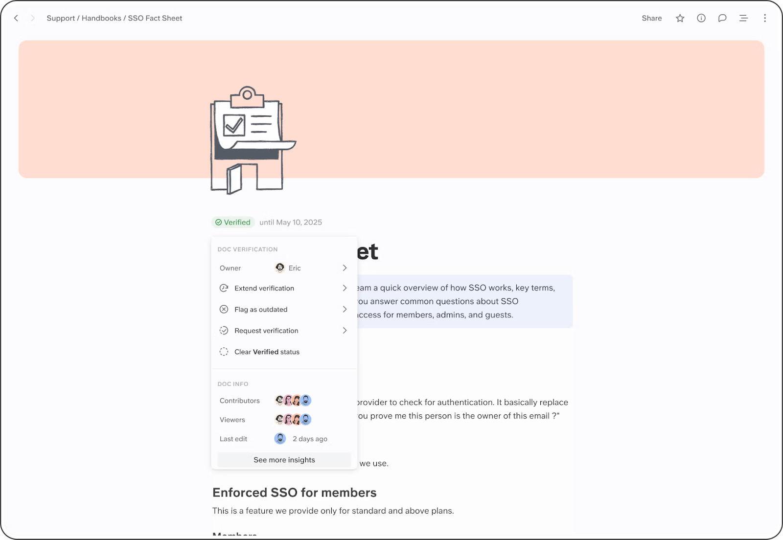 Slite's verification features