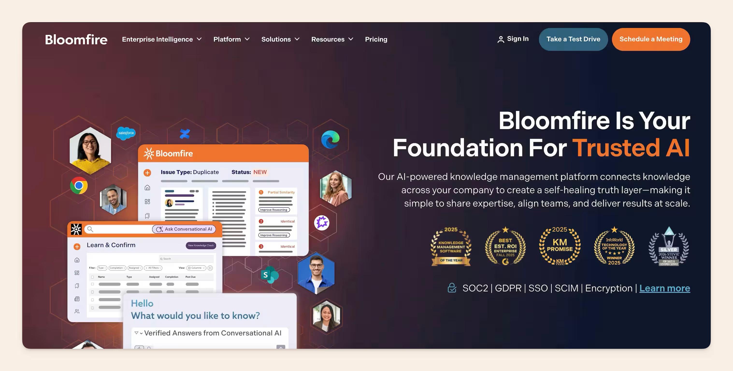 Bloomfire homepage screenshot