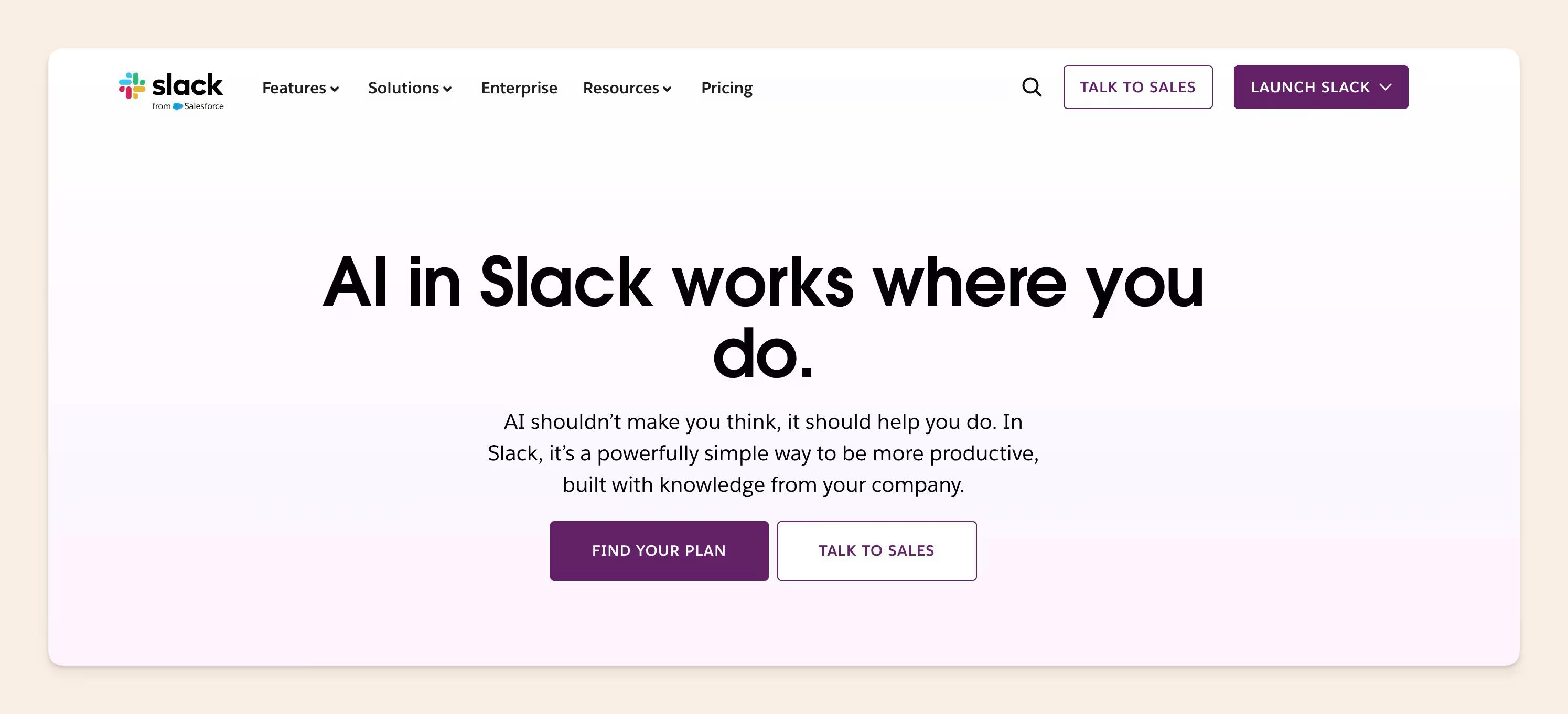 Slack AI landing page