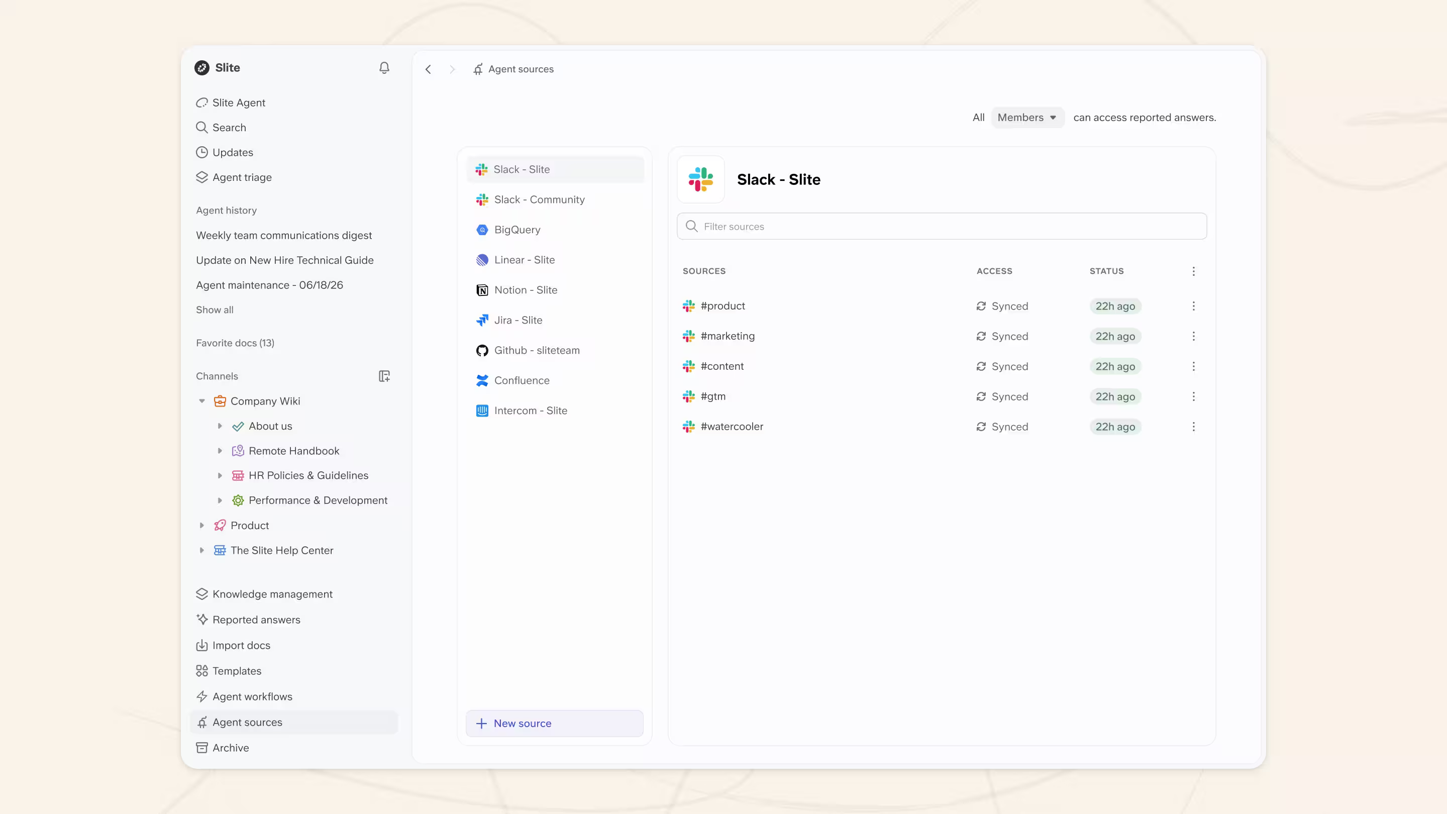 Data sources in Slite
