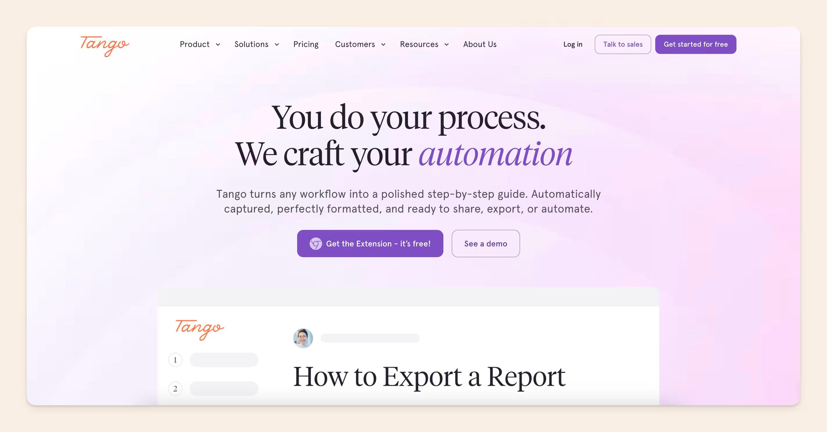 Tango homepage