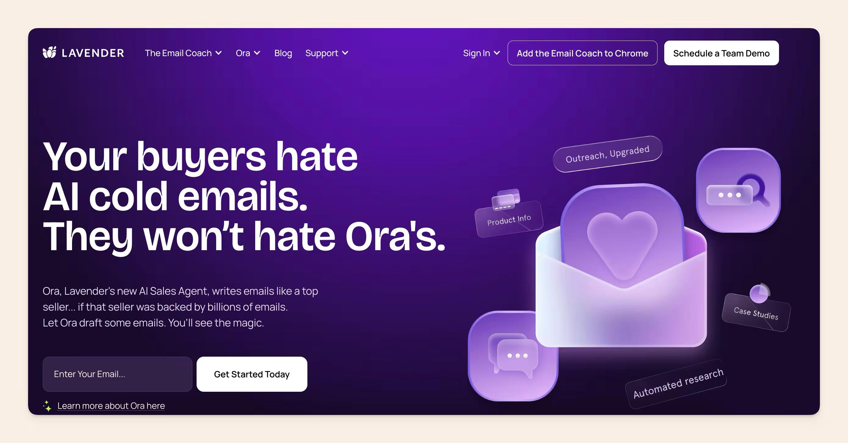 Lavander homepage screenshot