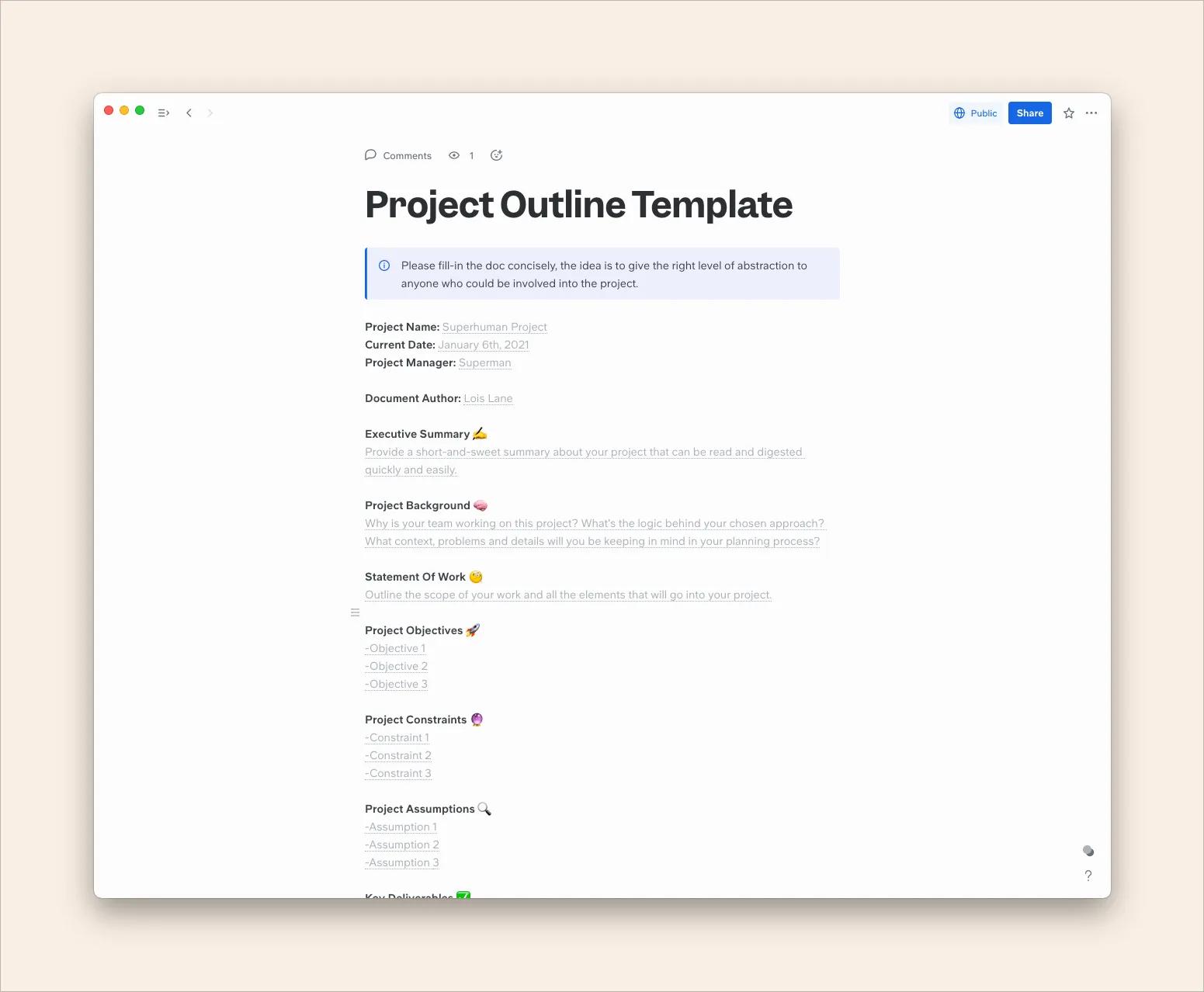 Project Outline Template