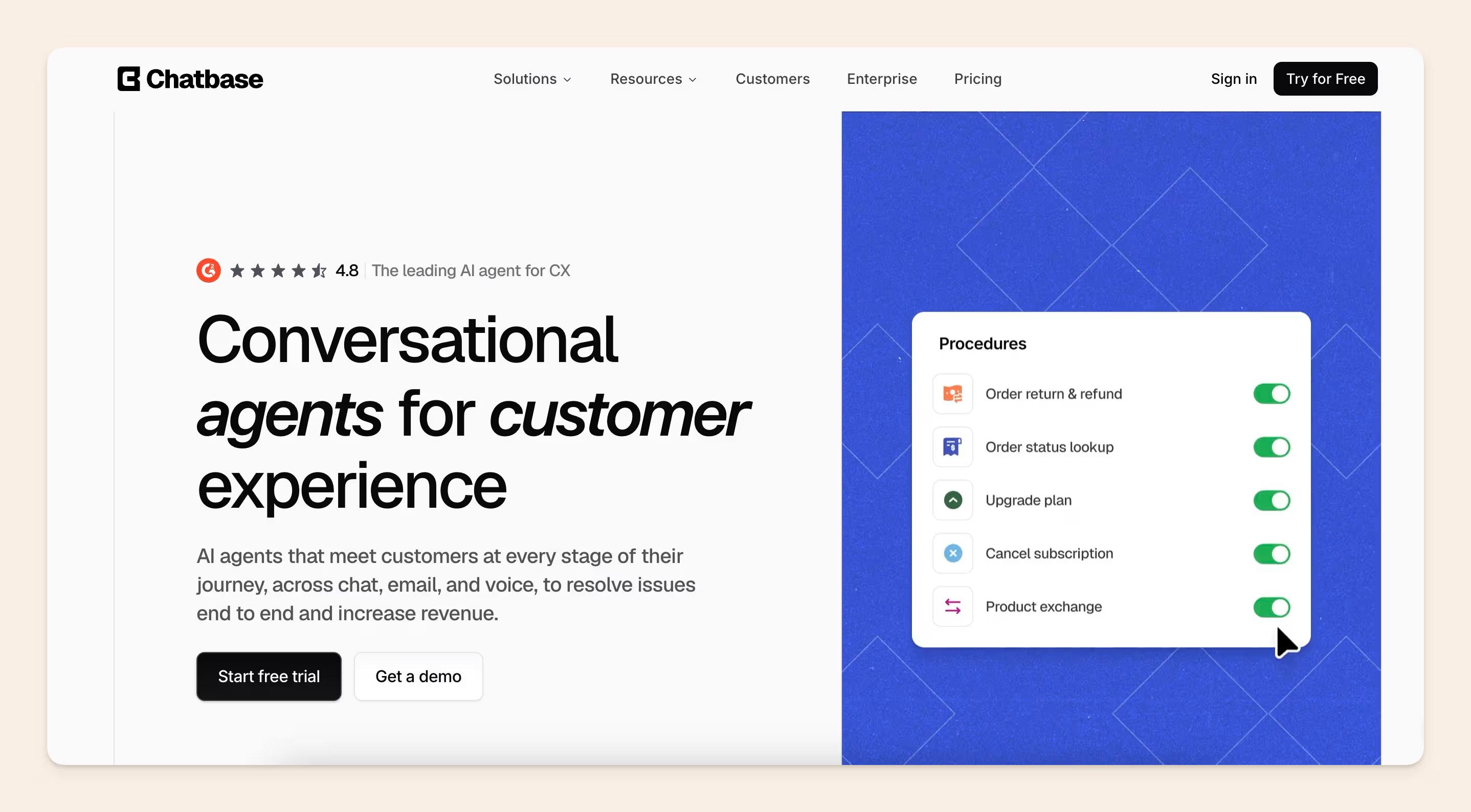 Chatbase homepage