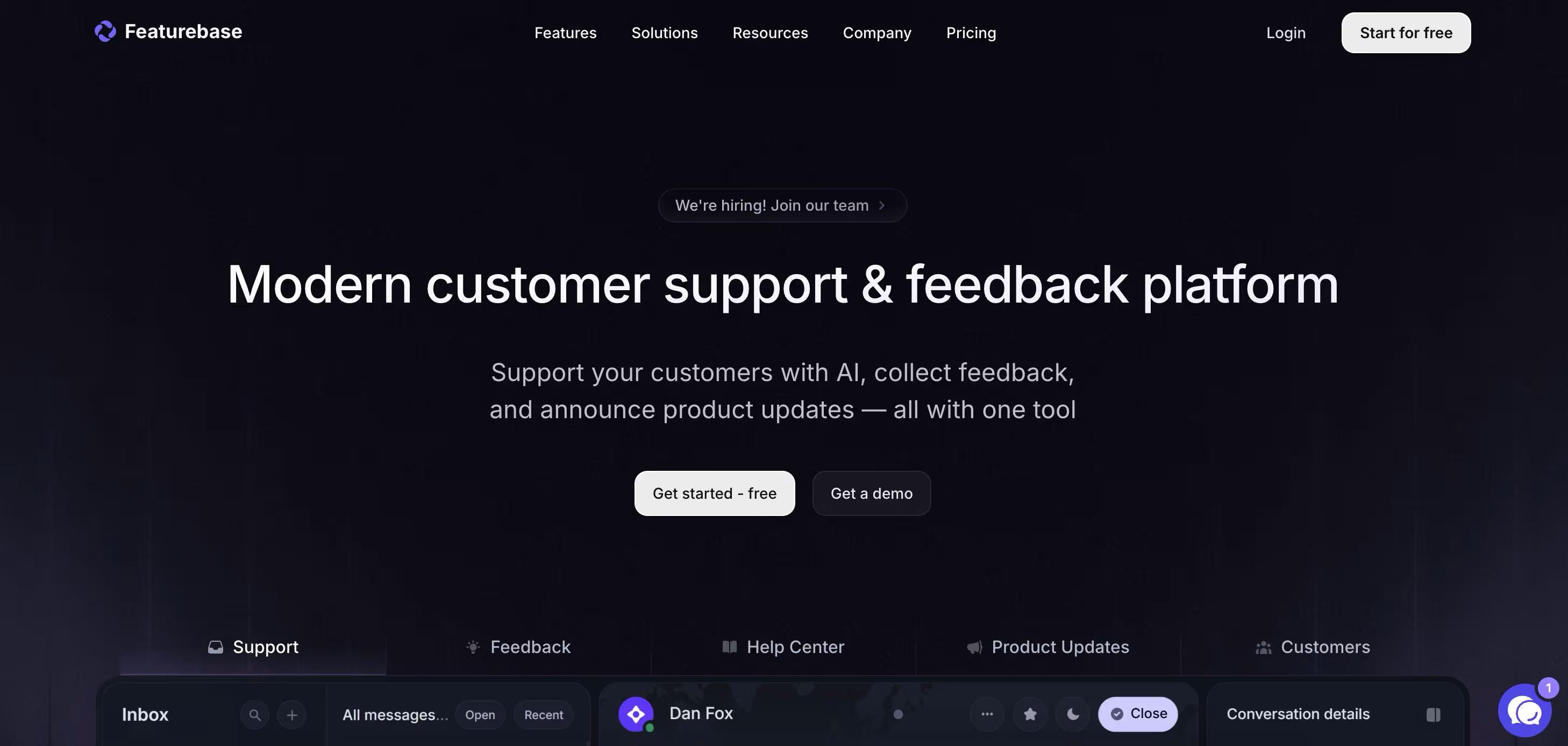 Featurebase homepage