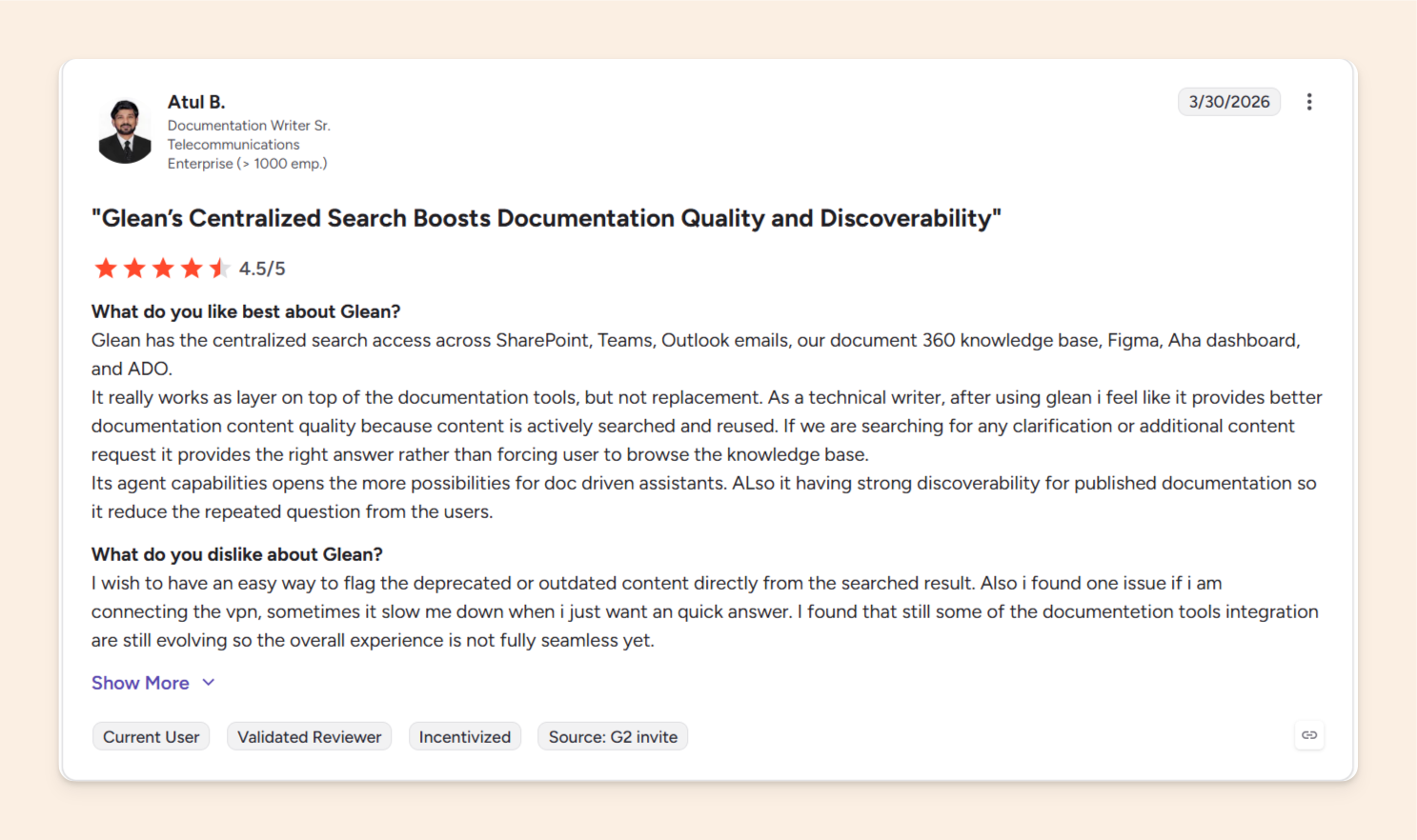 Glean poor search results