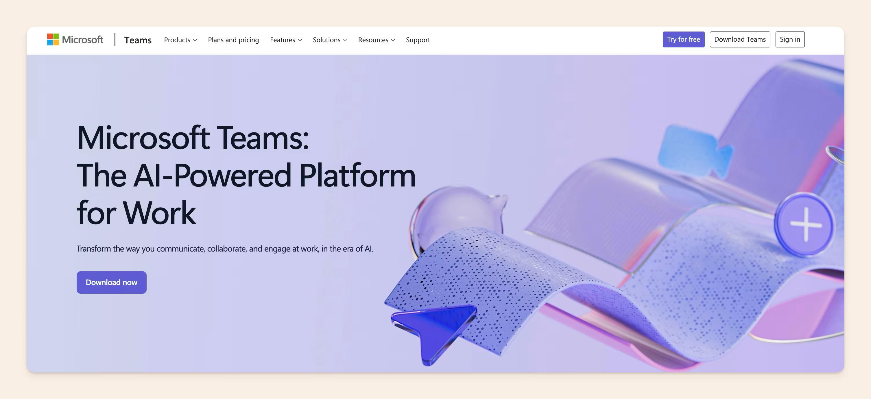 Microsoft Teams homepage
