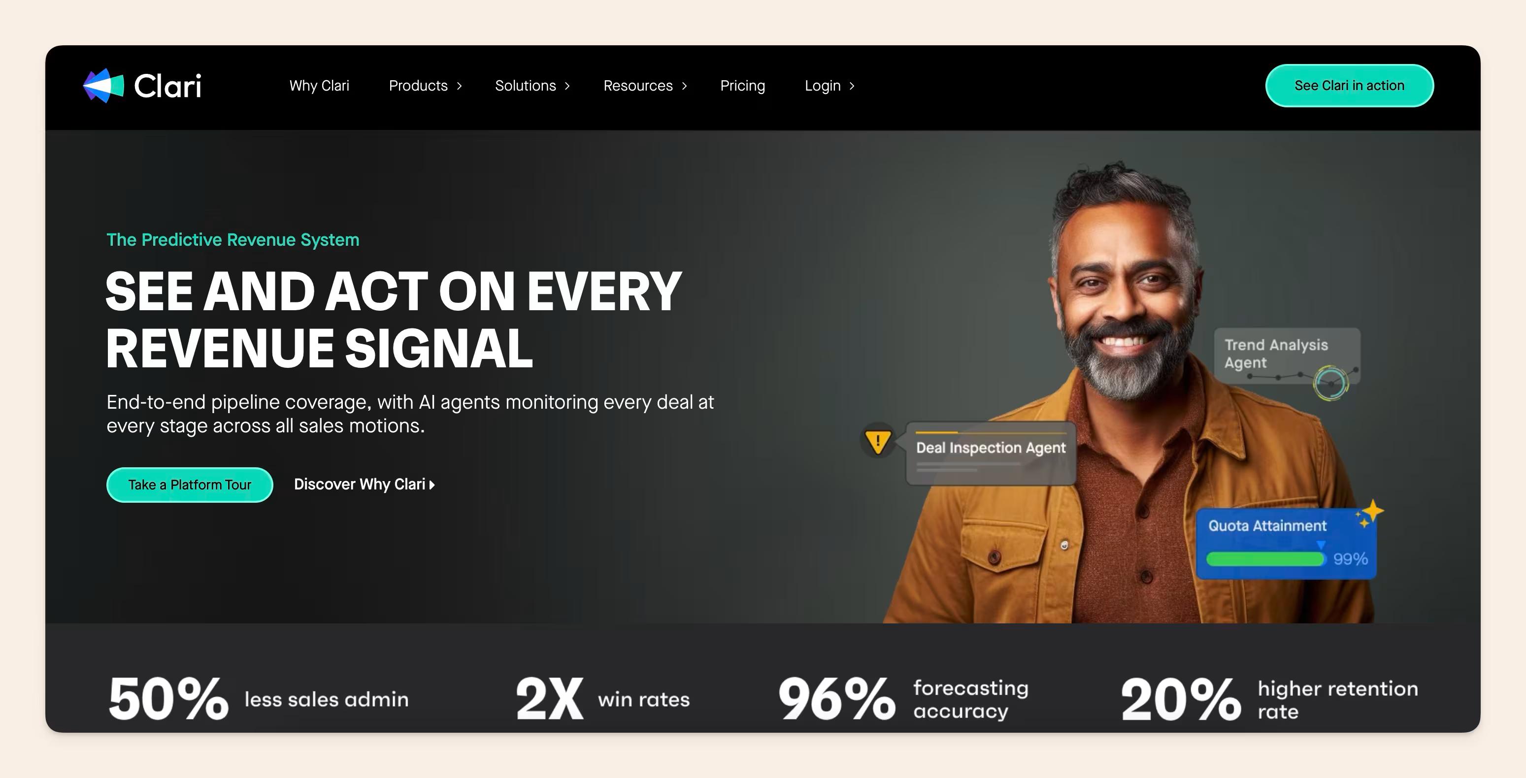 Clari homepage screenshot