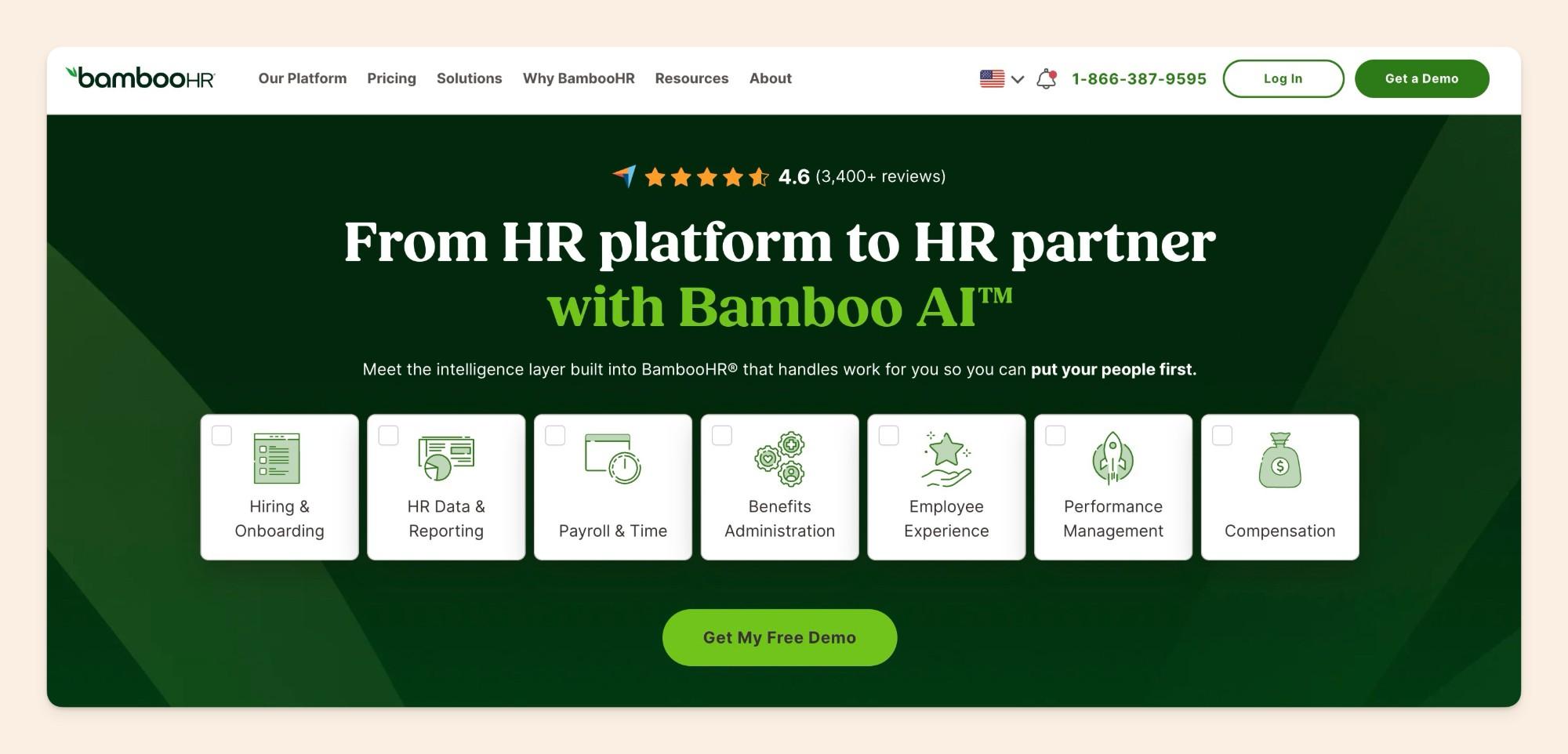 Página de inicio de BambooHR